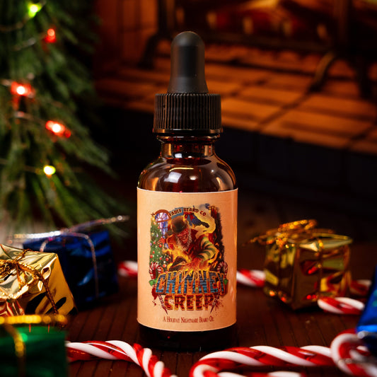 Chimney Creep - Beard Oil - Smoldering Fireplace, Christmas Trees, Twisted Candy Cane