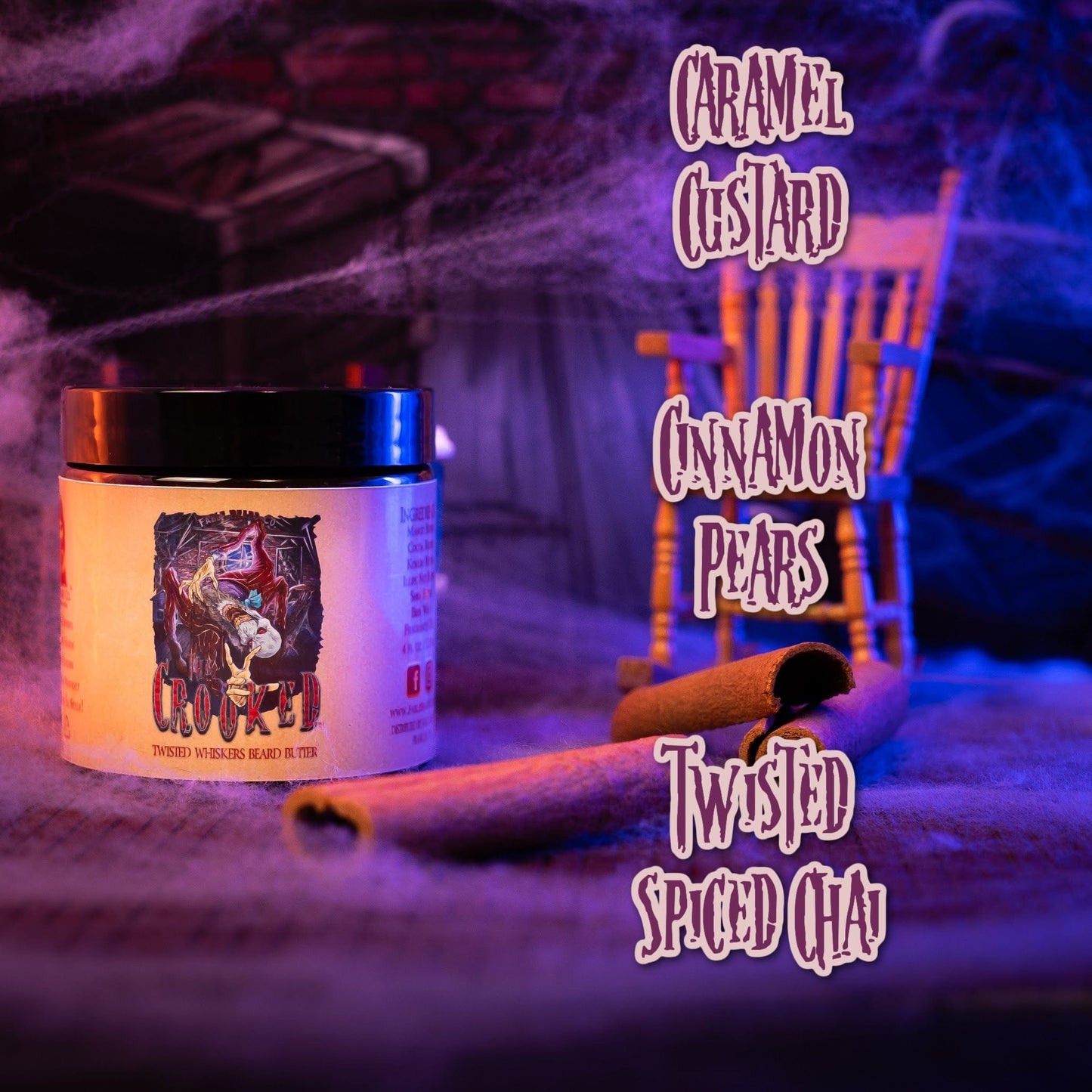 The Crooked - Beard Butter - Caramel Custard, Cinnamon Pears, Twisted Spiced Chai