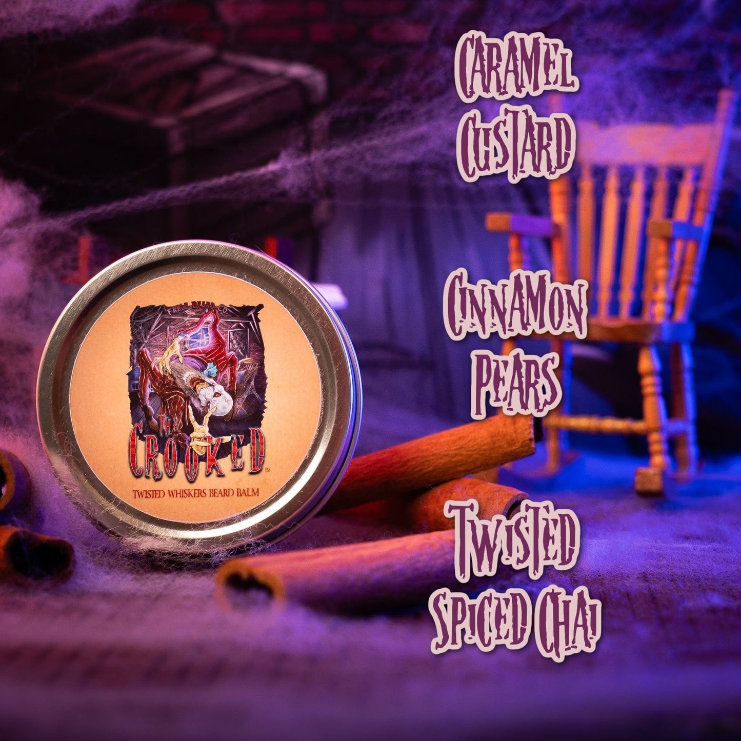 The Crooked - Beard Balm - Caramel Custard, Cinnamon Pears, Twisted Spiced Chai