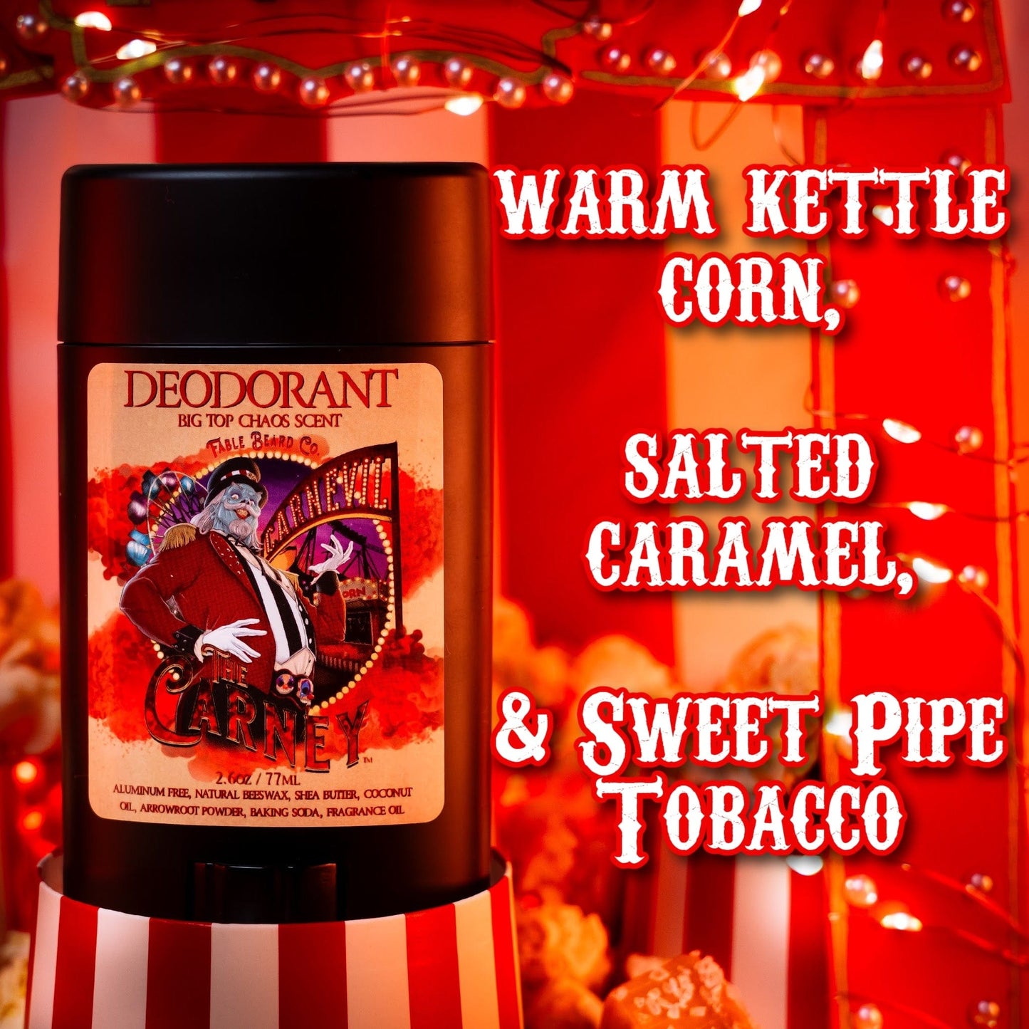 The Carney - Deodorant - Warm Kettle Corn, Salted Caramel, & Sweet Pipe Tobacco