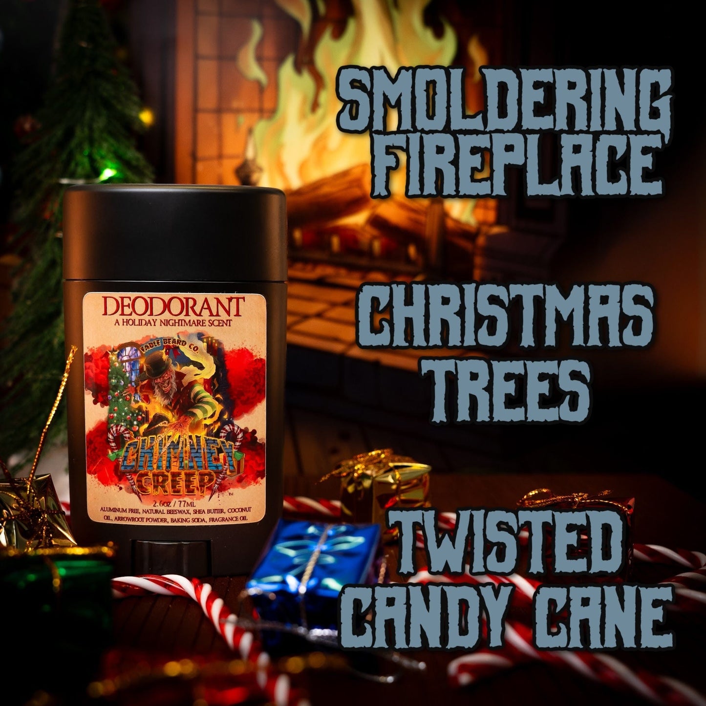 Chimney Creep - Deodorant - Smoldering Fireplace, Christmas Trees, Twisted Candy Cane