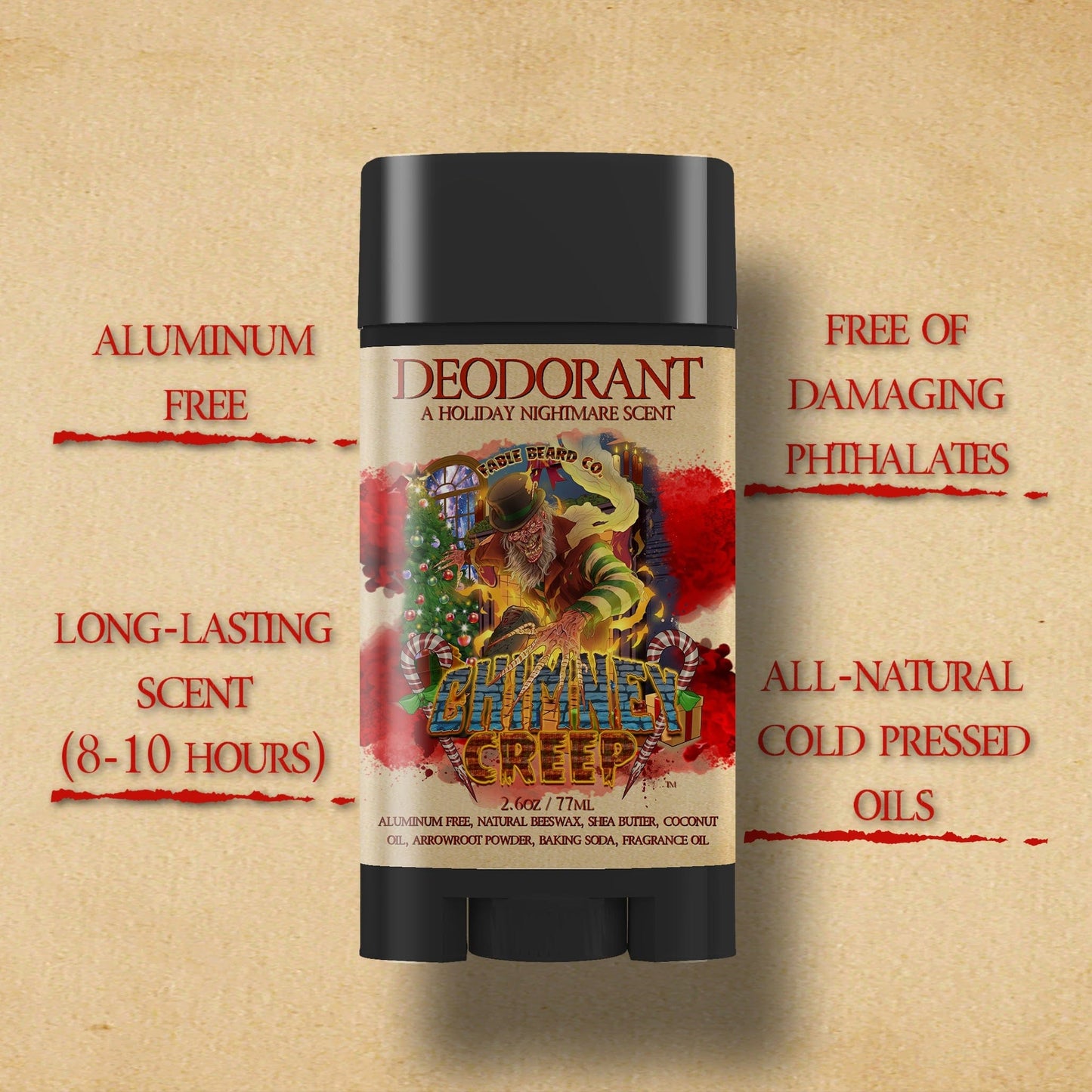 Chimney Creep - Deodorant - Smoldering Fireplace, Christmas Trees, Twisted Candy Cane