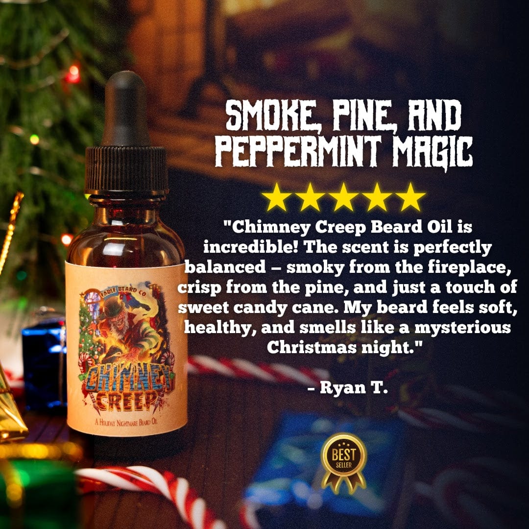 Chimney Creep - Beard Oil - Smoldering Fireplace, Christmas Trees, Twisted Candy Cane