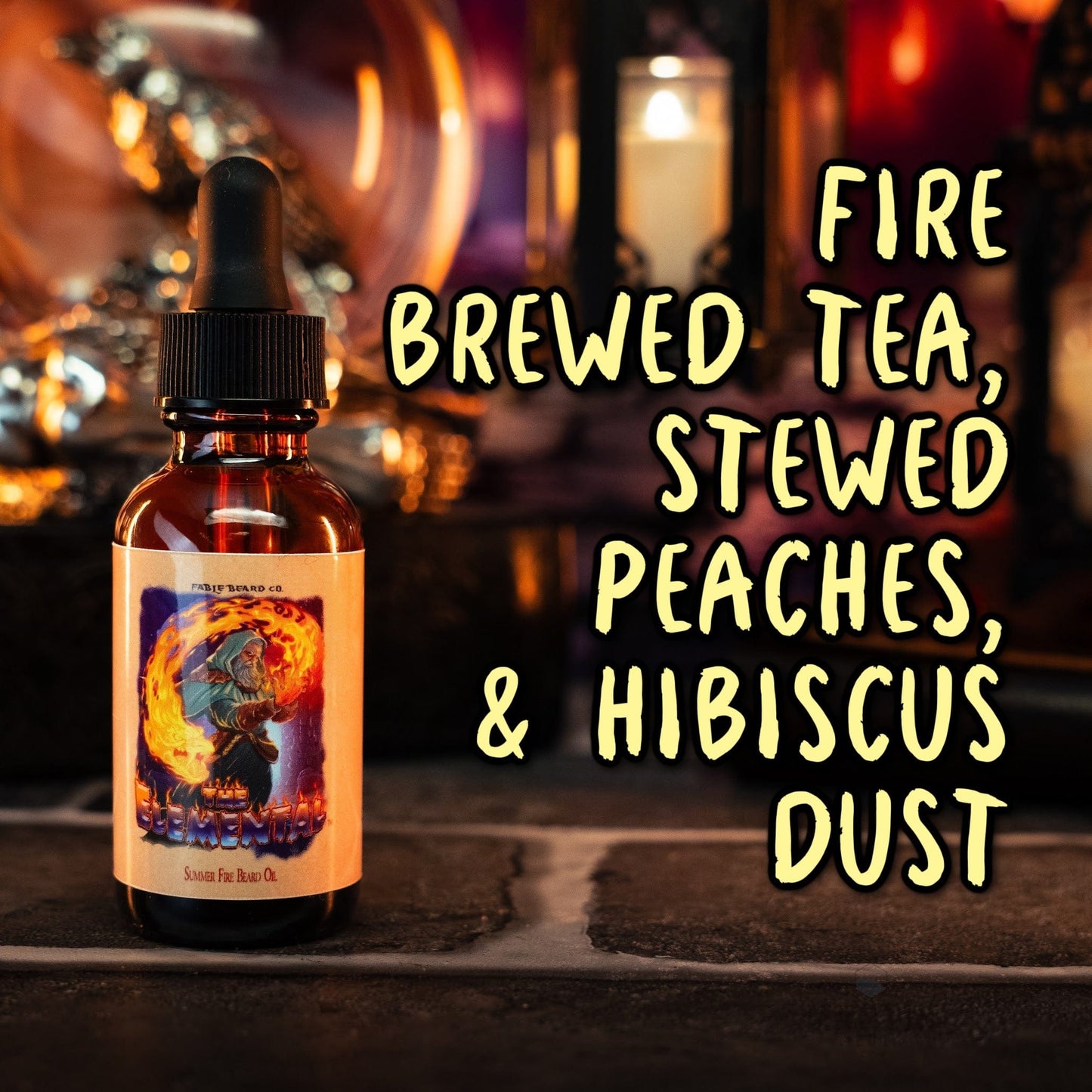 The Elemental - Beard Oil - Fire Brewed Tea, Stewed Peaches, and Hibiscus Dust