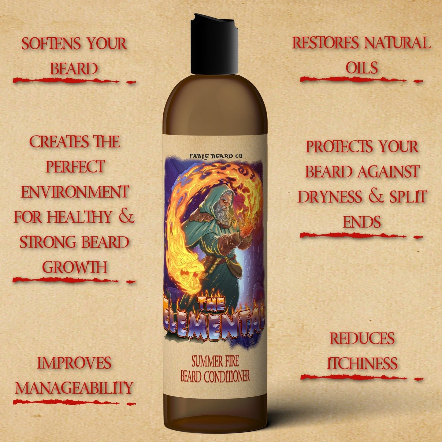 The Elemental - Beard Conditioner - Fire Brewed Tea, Stewed Peaches, and Hibiscus Dust