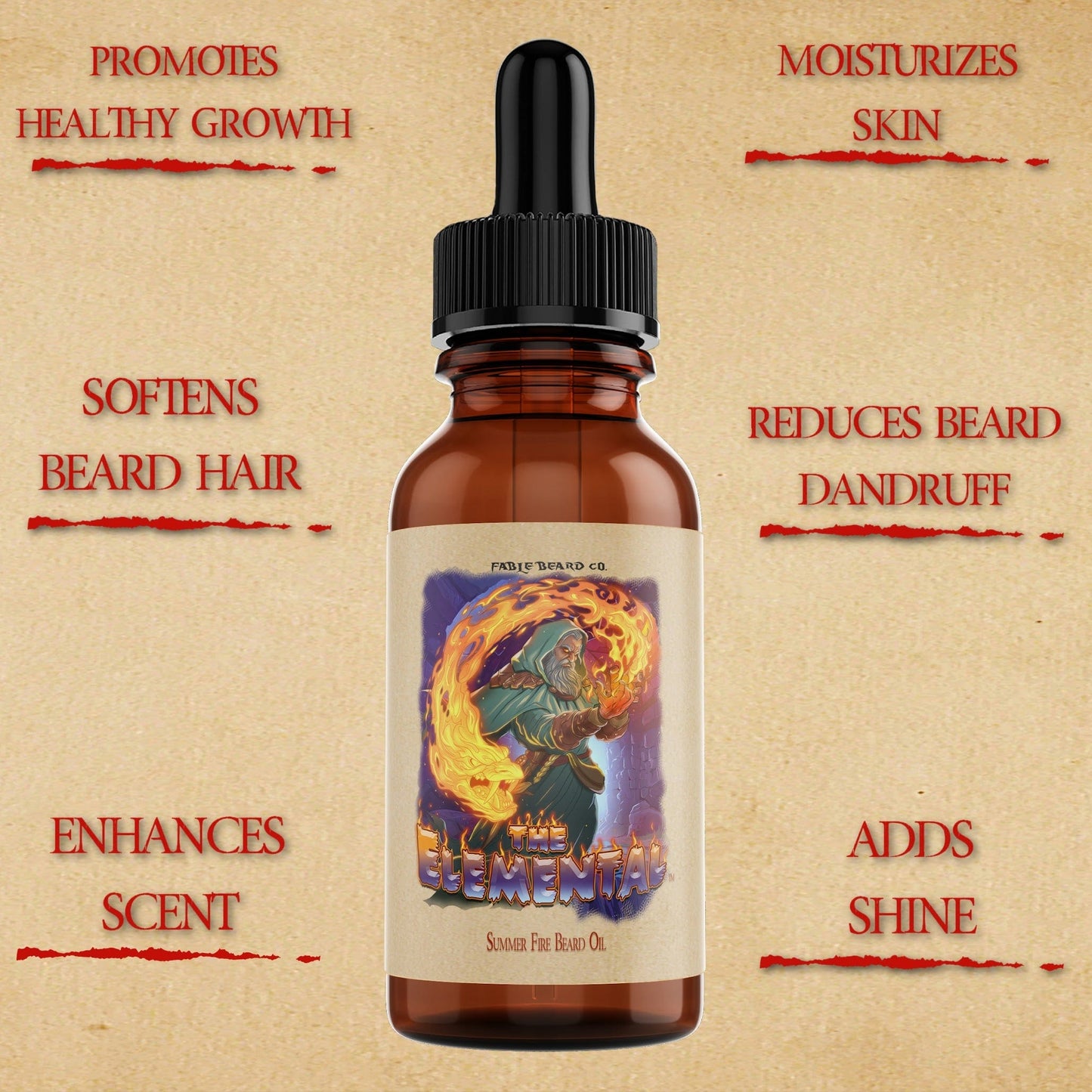 The Elemental - Beard Oil - Fire Brewed Tea, Stewed Peaches, and Hibiscus Dust