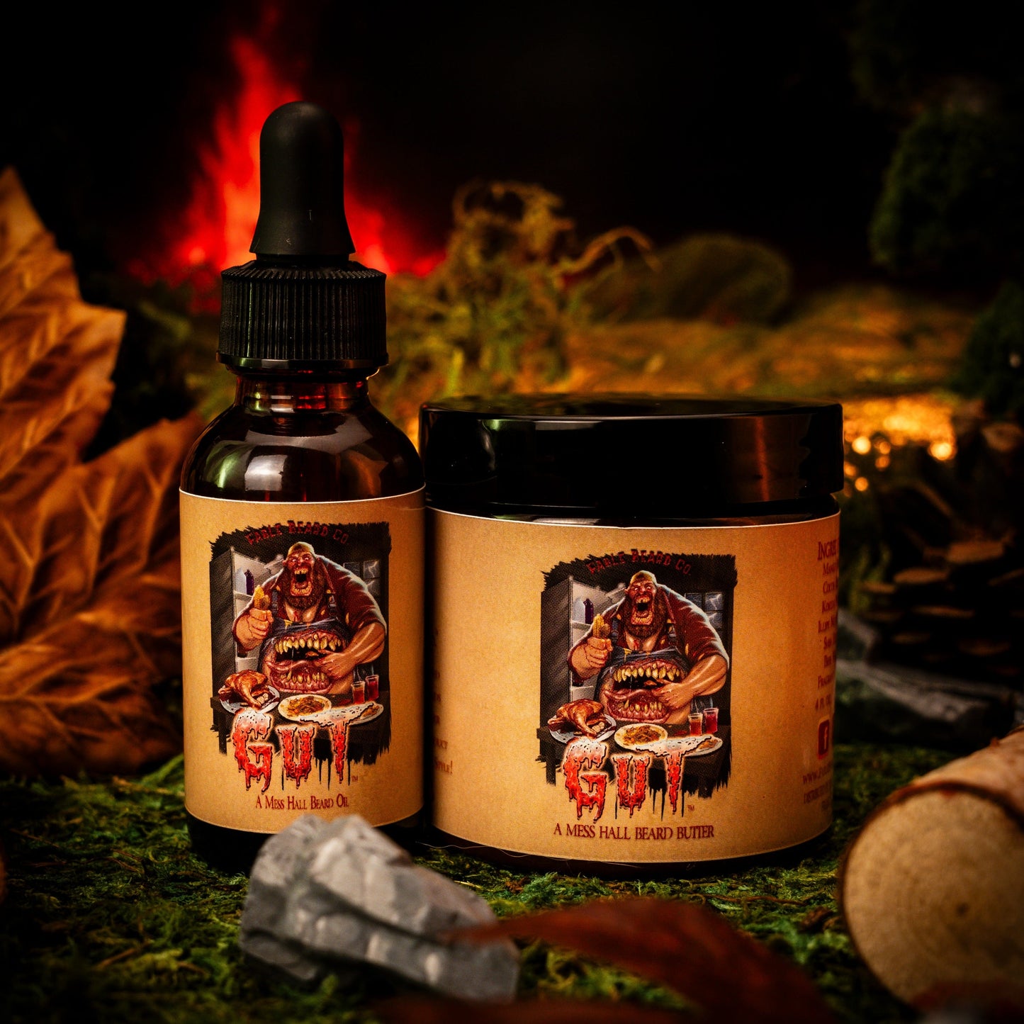 The Gut - Beard Oil & Butter Kit - Savory Herbs, Smokey Bonfire, Black Peppercorn