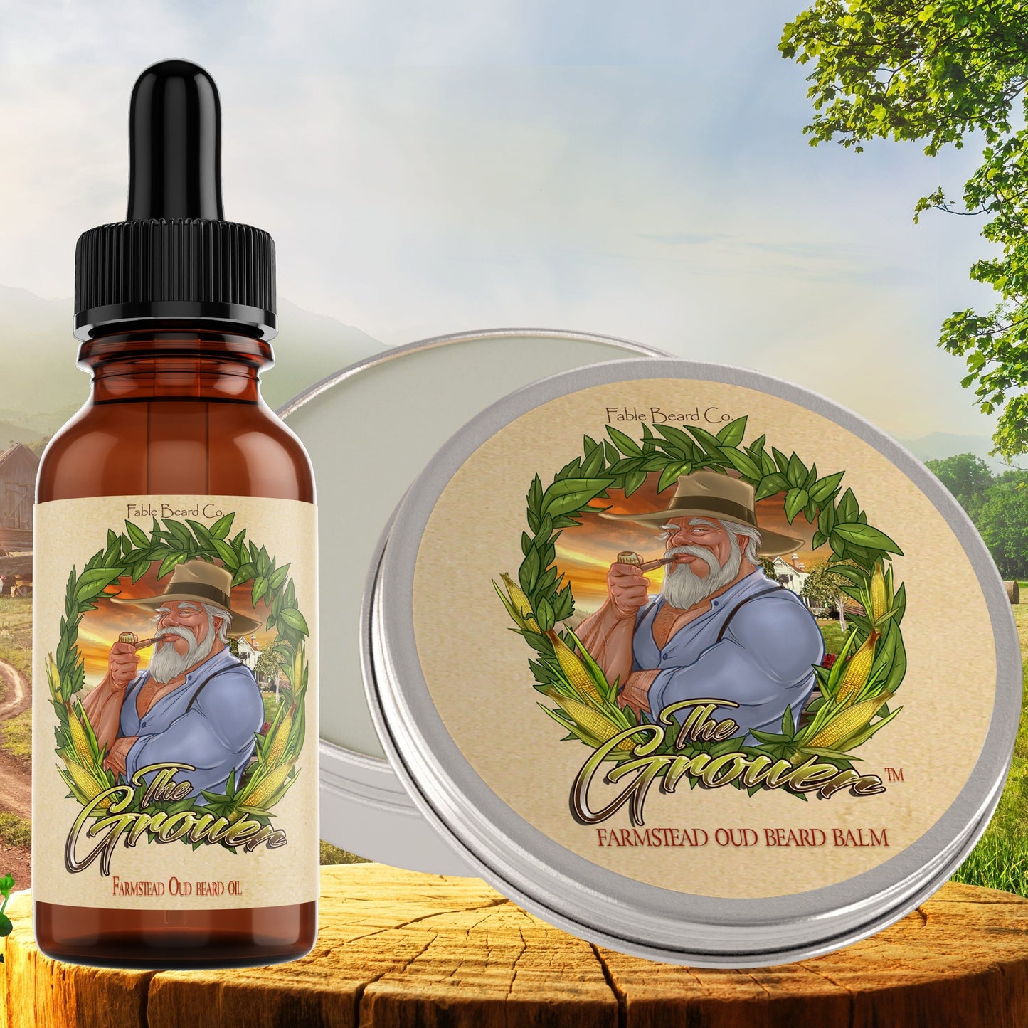 The Grower - Beard Oil & Balm Kit - Crisp Apples, Fresh Pear, Warm Oud, Aged Amber