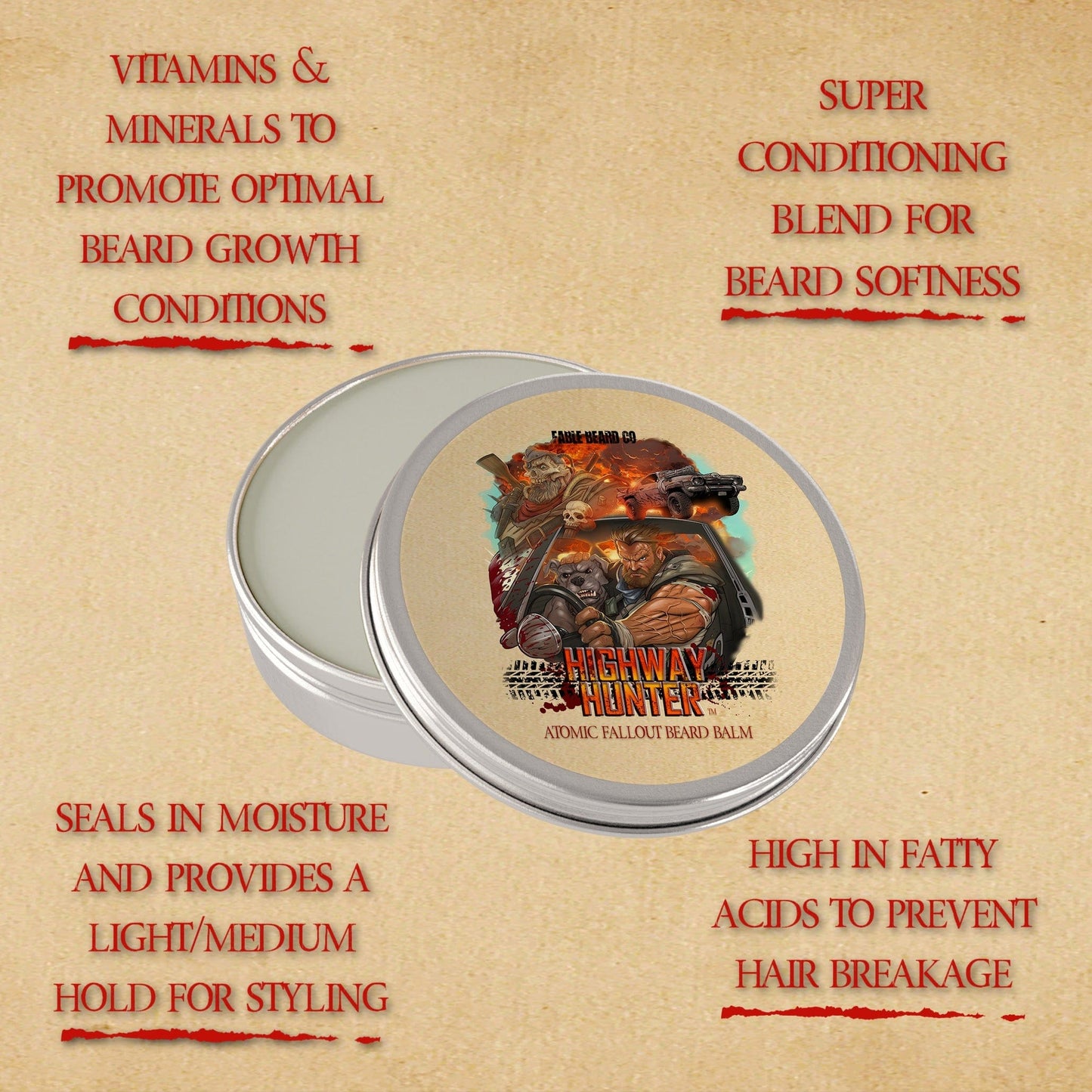 The Highway Hunter - Beard Balm - Warm Roasted Pumpkin, Sweet Vanilla Bean, Rich Spiced Cinnamon, and Creamy Toasted Marshmallow