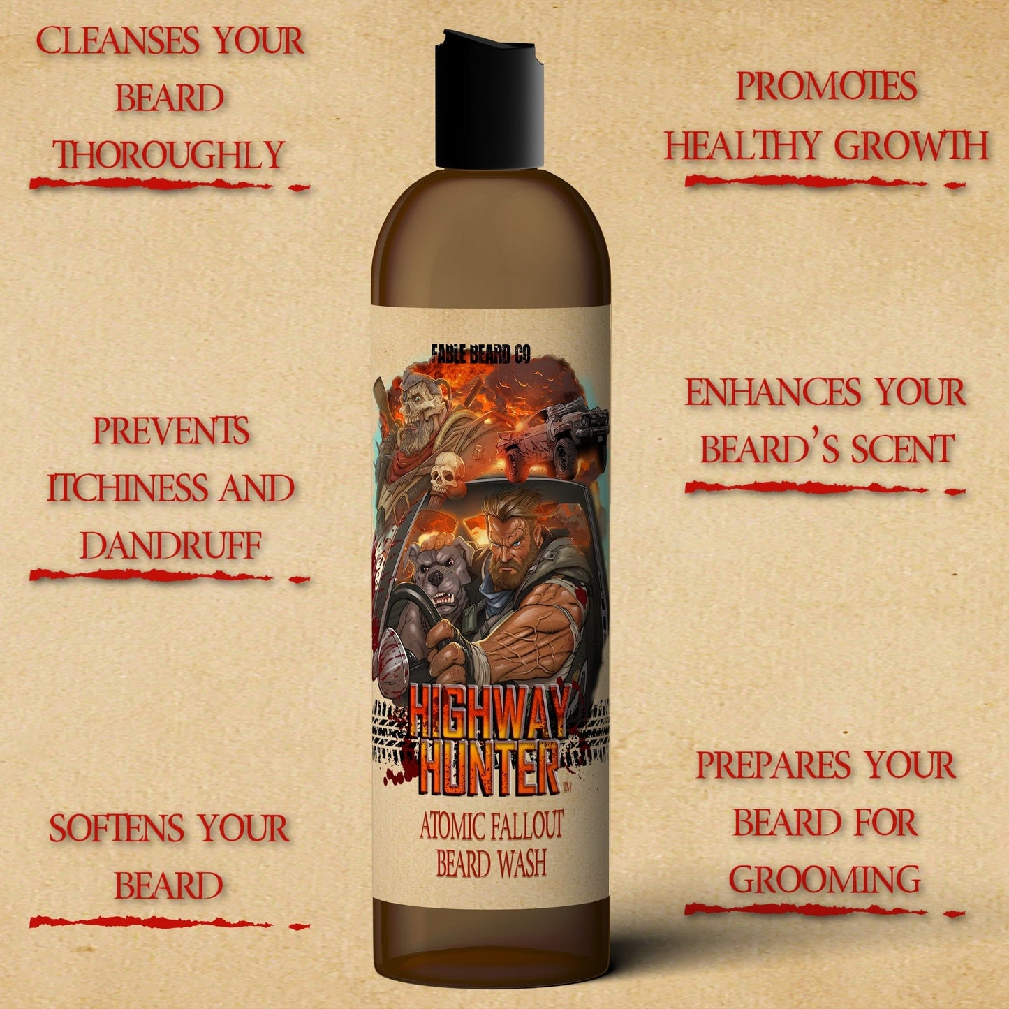 The Highway Hunter - Beard Wash - Warm Roasted Pumpkin, Sweet Vanilla Bean, Rich Spiced Cinnamon, and Creamy Toasted Marshmallow