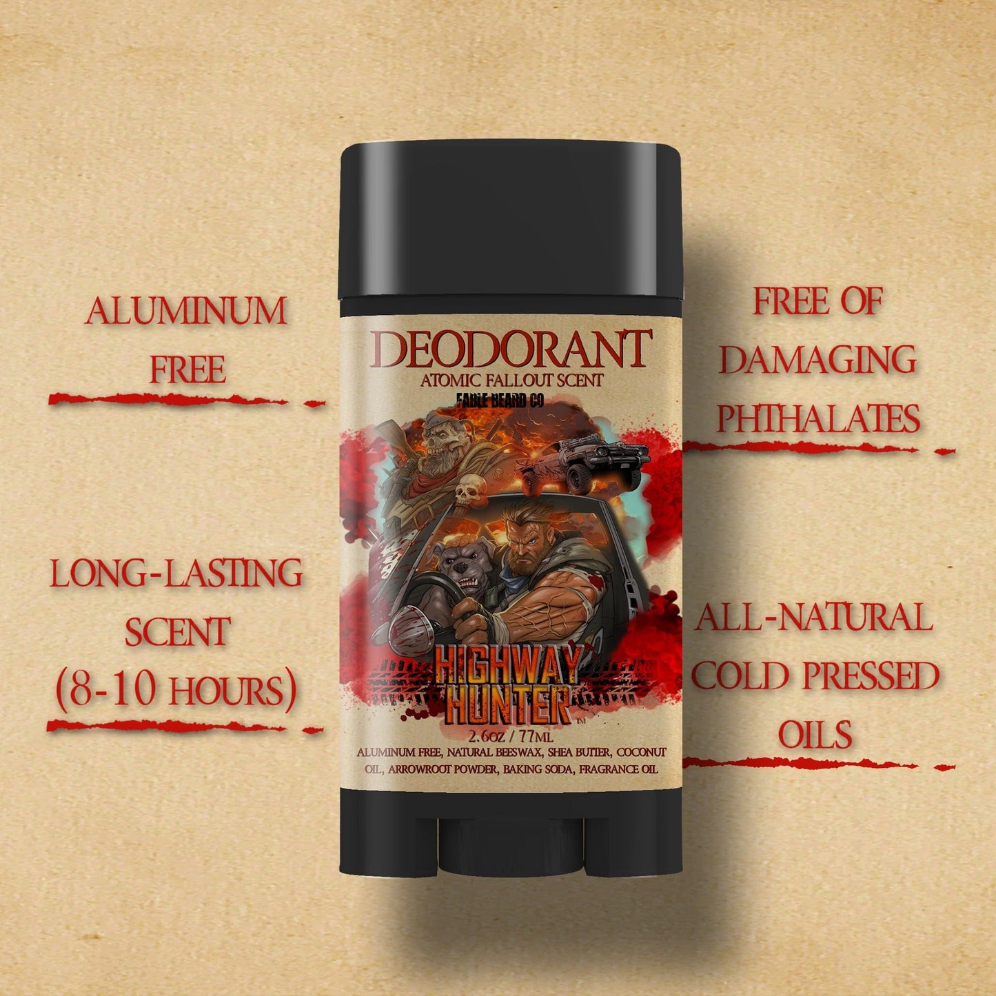 The Highway Hunter - Deodorant - Warm Roasted Pumpkin, Sweet Vanilla Bean, Rich Spiced Cinnamon, and Creamy Toasted Marshmallow