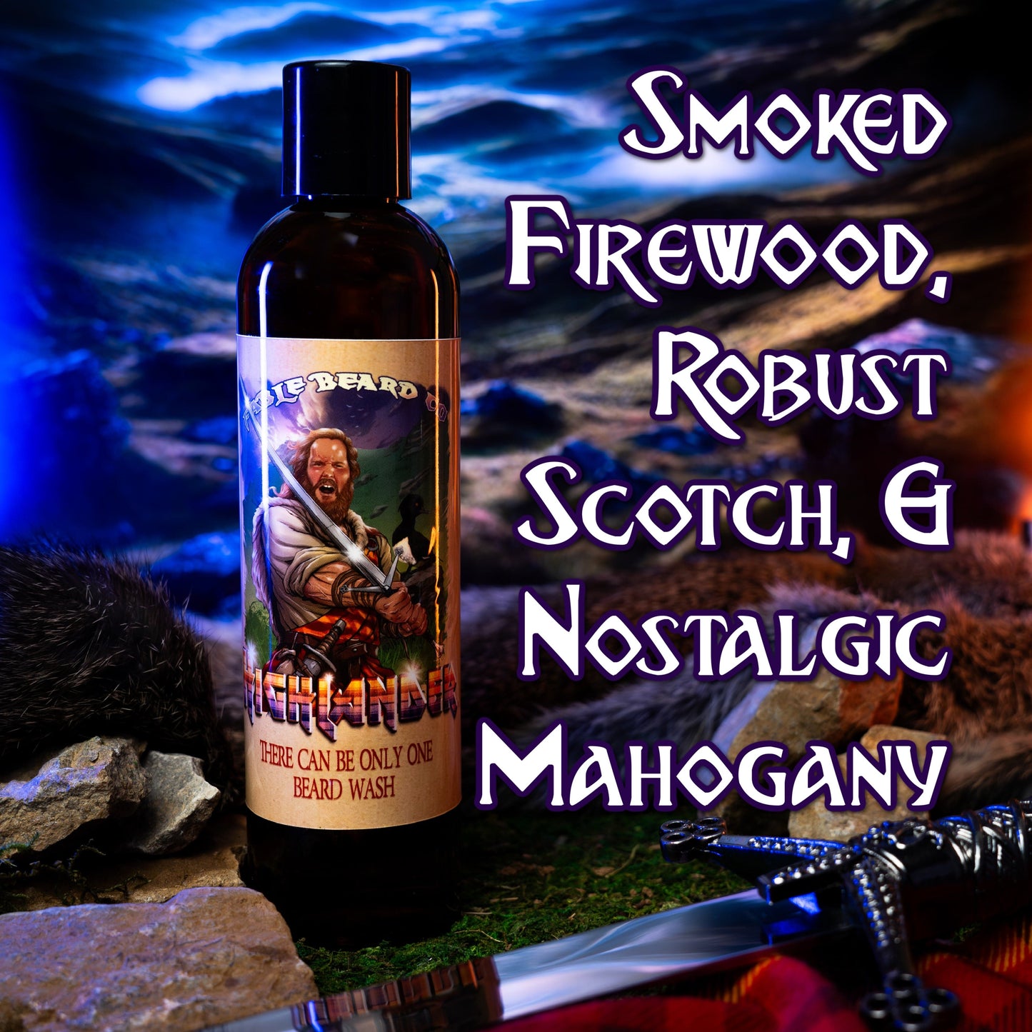 The Highlander - Beard Wash - Smoked Firewood, Robust Scotch, and Nostalgic Mahogany