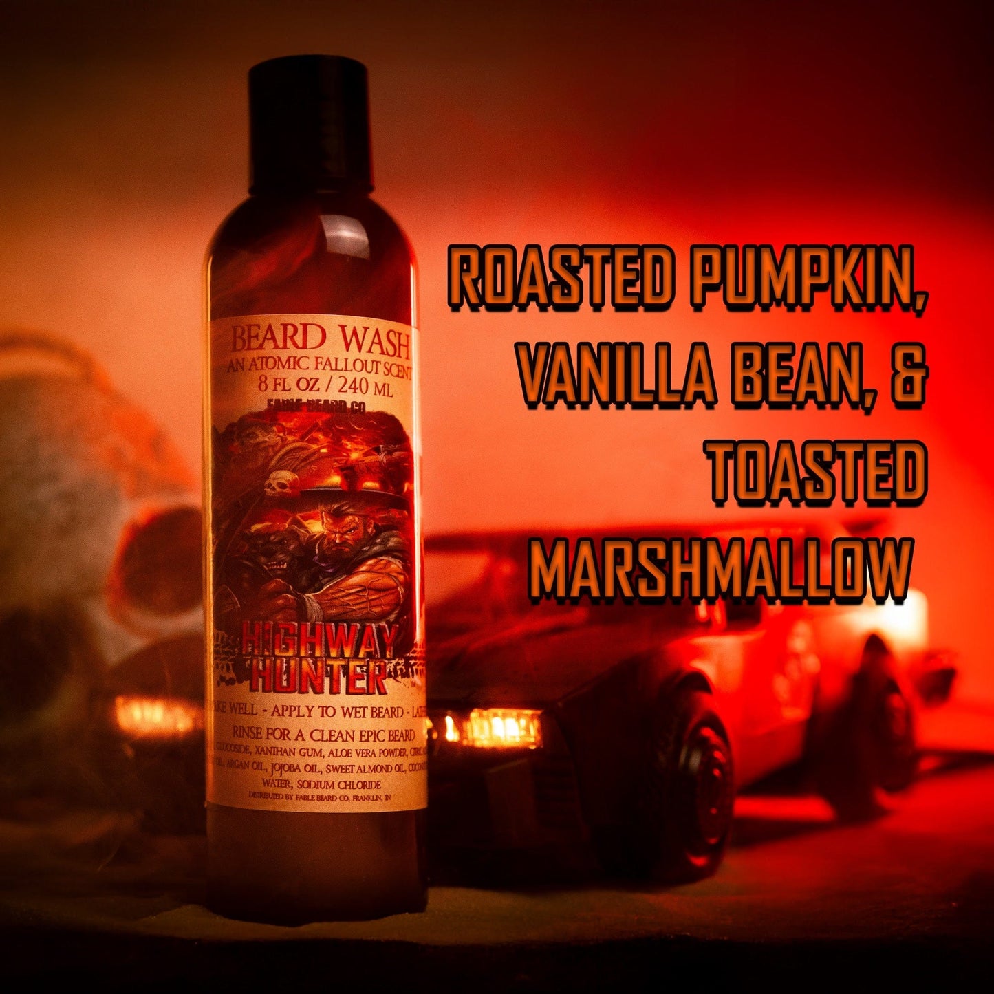 The Highway Hunter - Beard Wash - Warm Roasted Pumpkin, Sweet Vanilla Bean, Rich Spiced Cinnamon, and Creamy Toasted Marshmallow