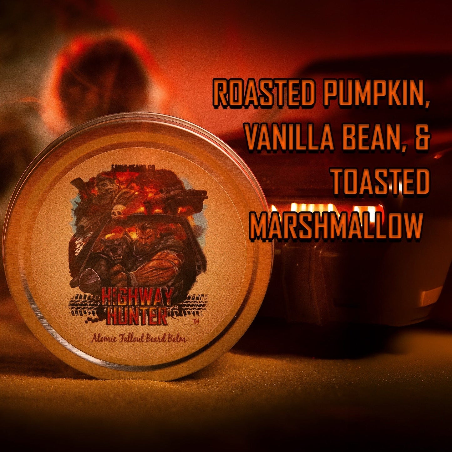 The Highway Hunter - Beard Balm - Warm Roasted Pumpkin, Sweet Vanilla Bean, Rich Spiced Cinnamon, and Creamy Toasted Marshmallow