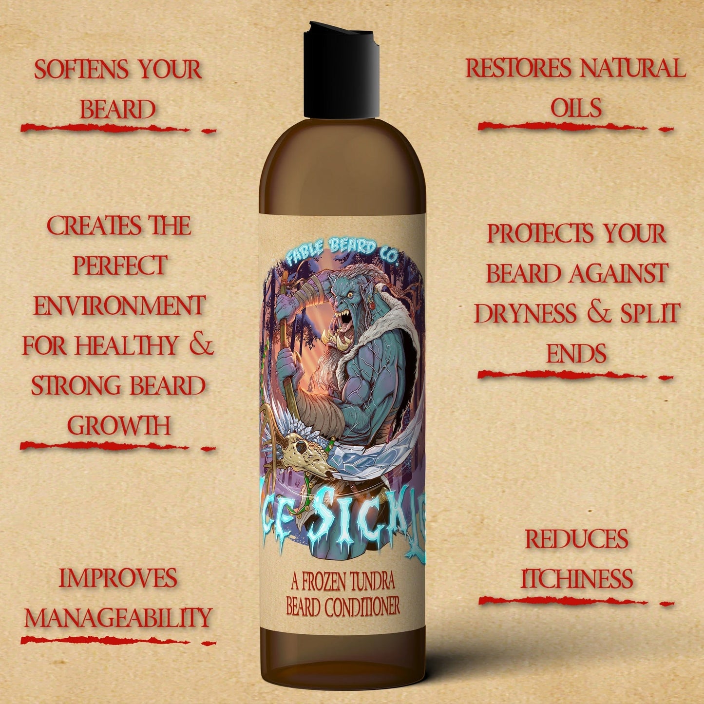 Ice Sickle - Beard Conditioner - Frosty Pine Sap, Chilled Juniper, Winter Spices