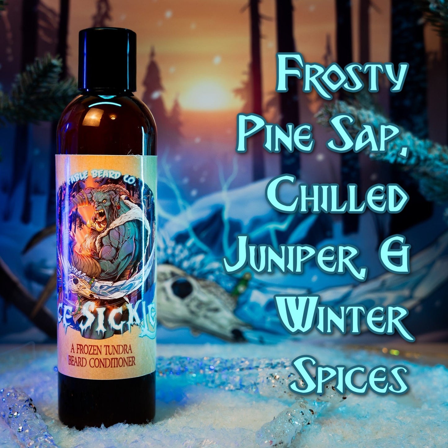 Ice Sickle - Beard Conditioner - Frosty Pine Sap, Chilled Juniper, Winter Spices
