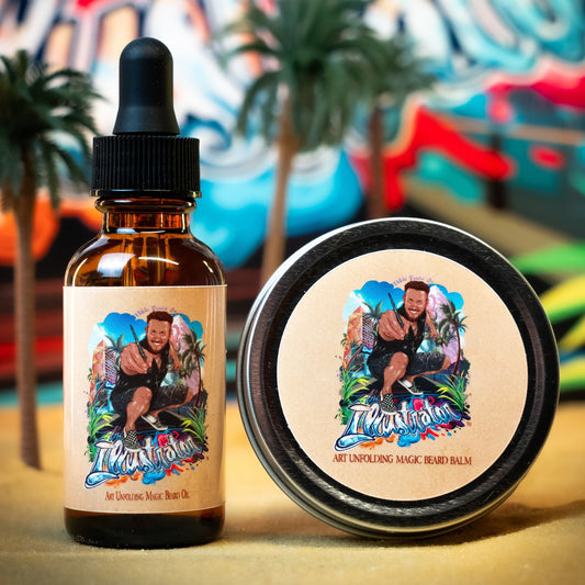 The Illustrator - Beard Oil & Balm Kit - Sunlit Oak, Honeyed Resin, Ambrosial Nectar
