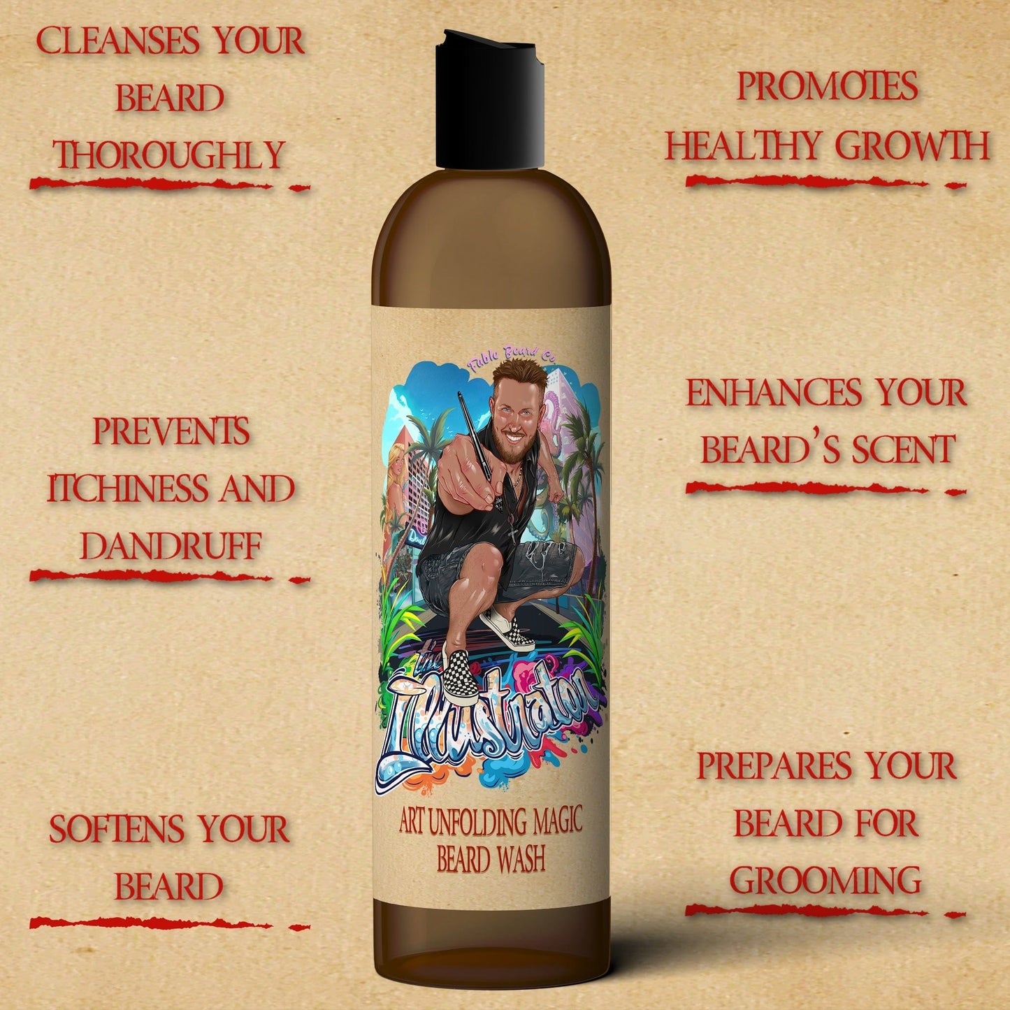 The Illustrator - Beard Wash - Sunlit Oak, Honeyed Resin, Ambrosial Nectar