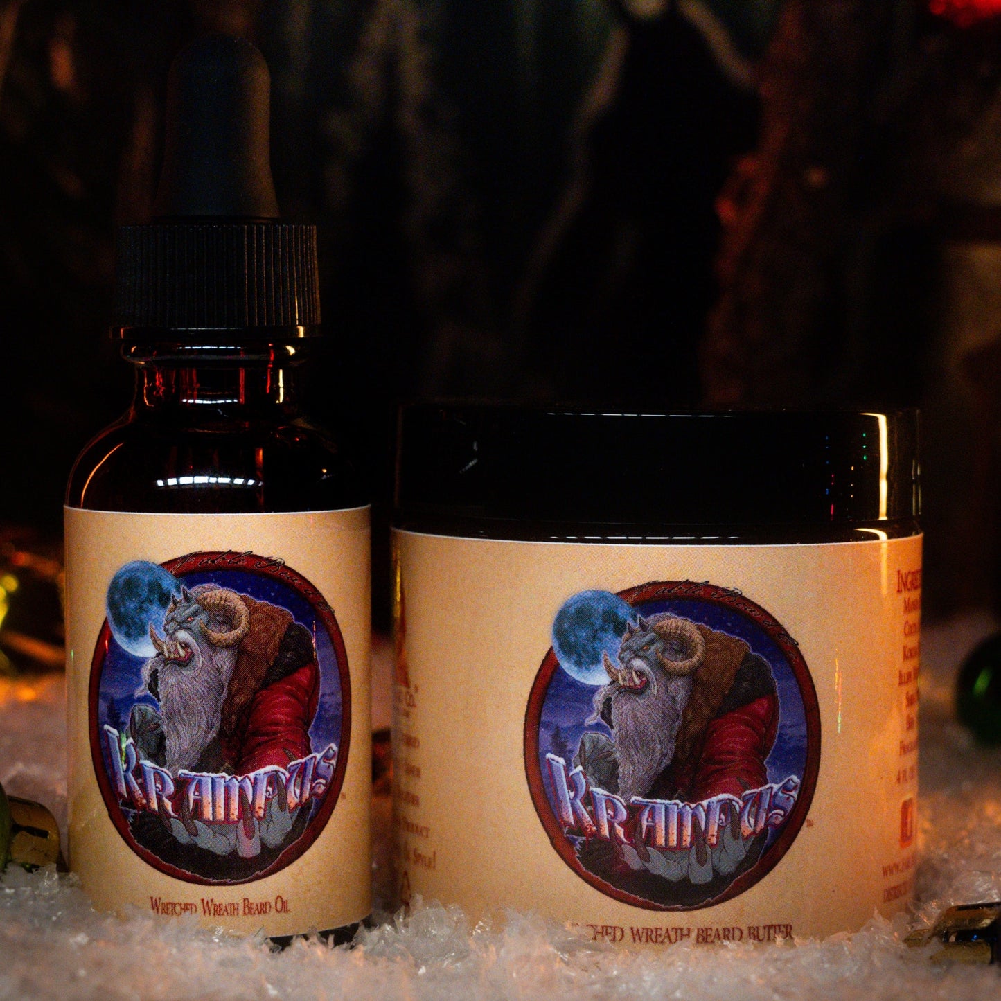 Krampus - Beard Oil & Butter Kit - Evergreen Wreath, Pine Boughs, and Spiced Apples