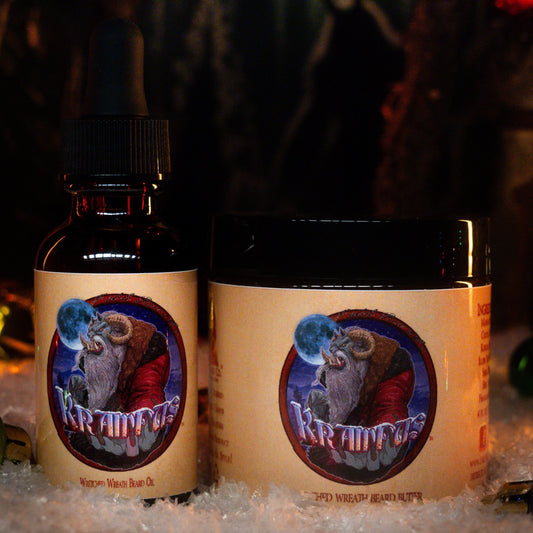 Krampus - Beard Oil & Butter Kit - Evergreen Wreath, Pine Boughs, and Spiced Apples
