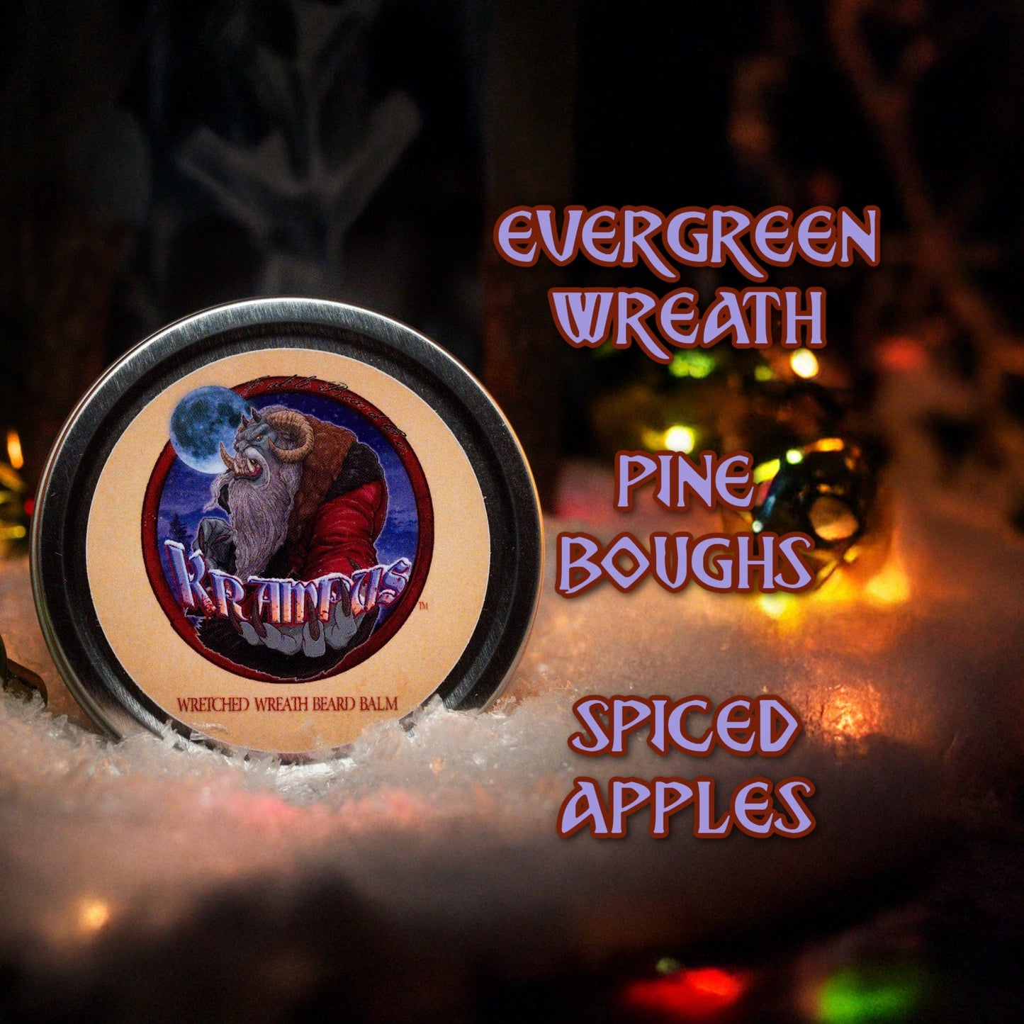 Krampus - Beard Balm - Evergreen Wreath, Pine Boughs, and Spiced Apples