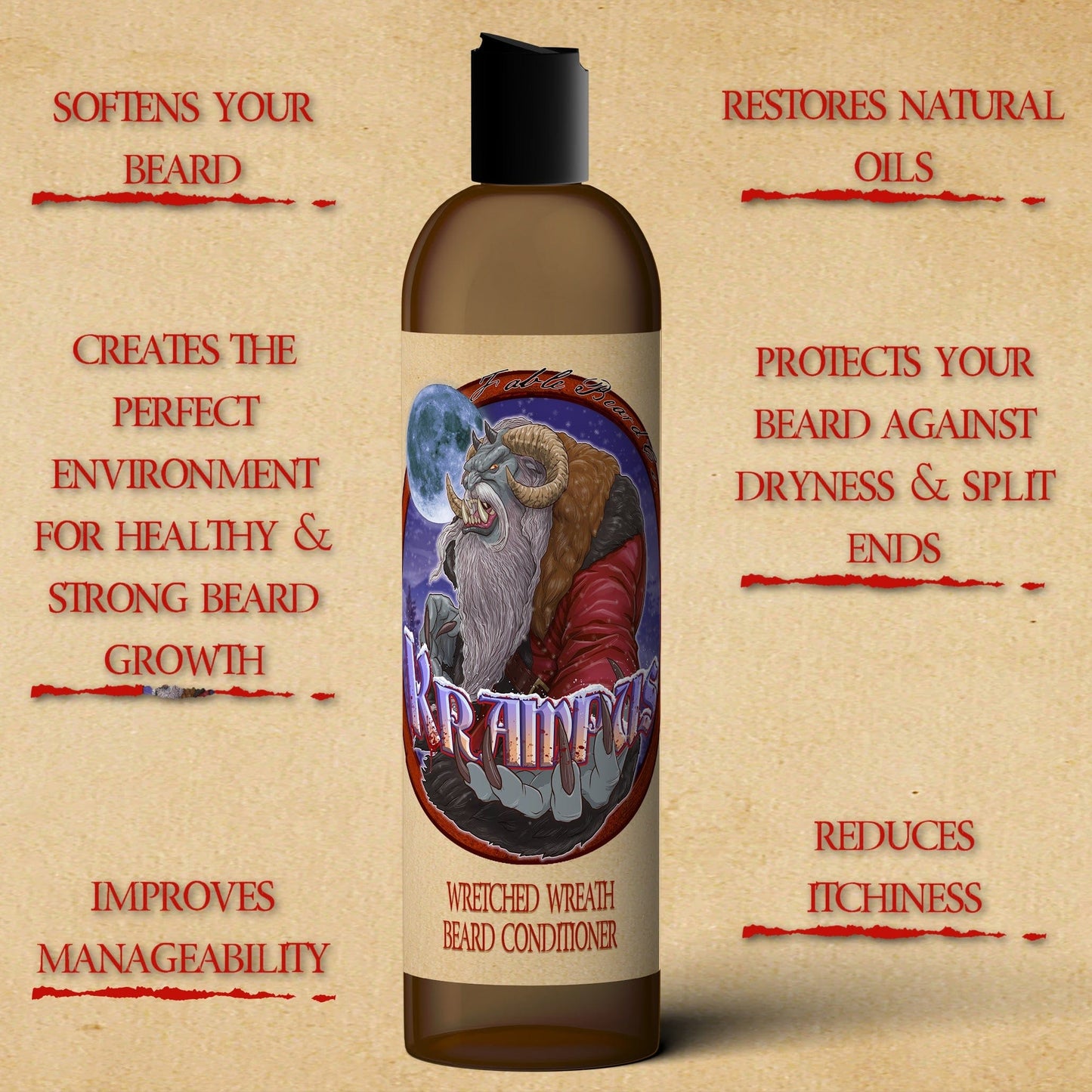 Krampus - Beard Conditioner - Evergreen Wreath, Pine Boughs, and Spiced Apples