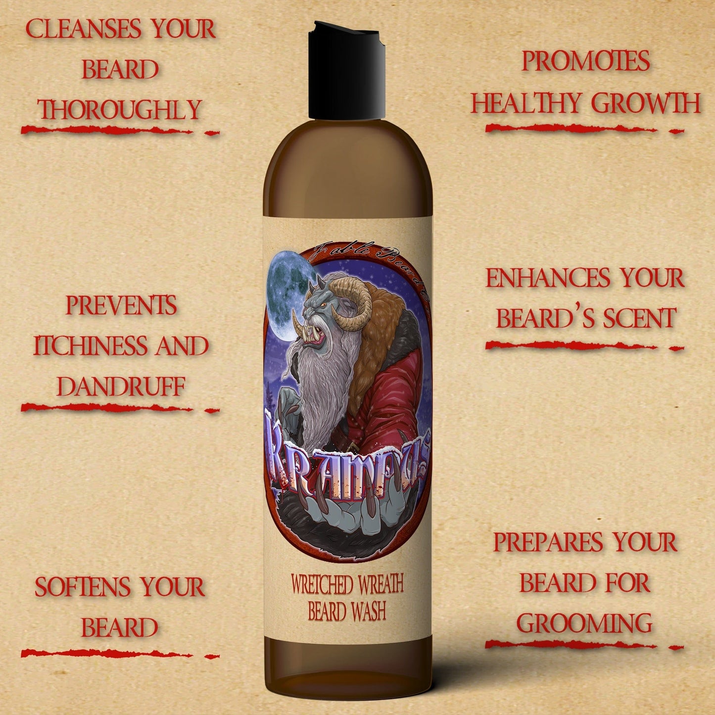 Krampus - Beard Wash - Evergreen Wreath, Pine Boughs, and Spiced Apples