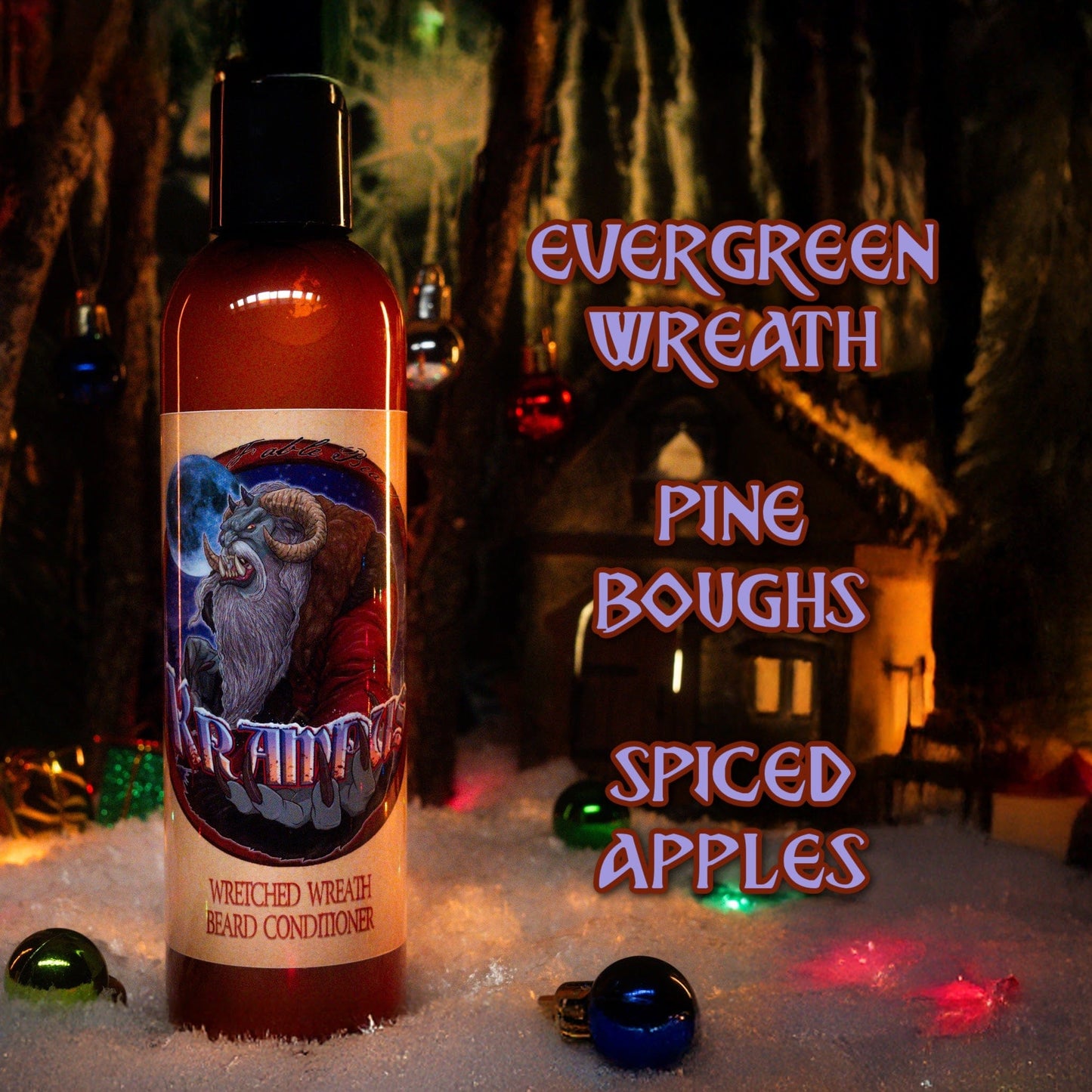 Krampus - Beard Conditioner - Evergreen Wreath, Pine Boughs, and Spiced Apples