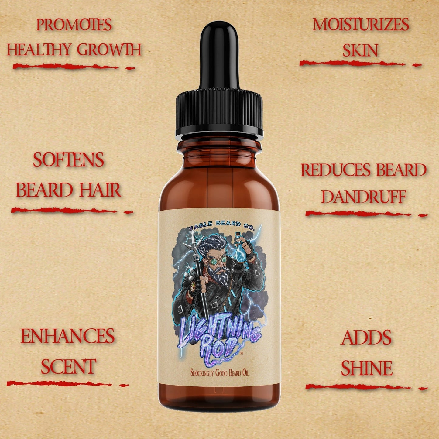 The Lightning Rod - Beard Oil - Fruity Cereal, Crisp Lemon, Fresh Cherries, and Sweet Pomegranate