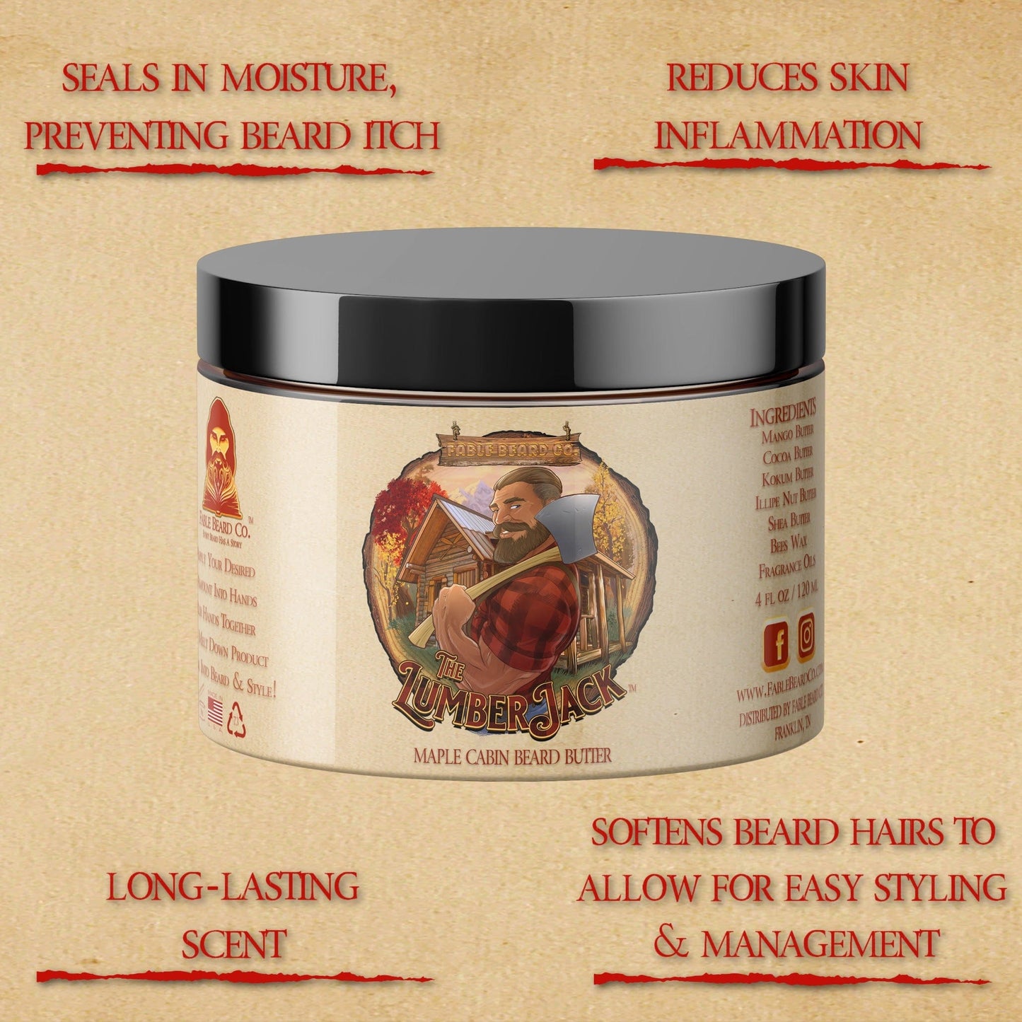 The Lumberjack - Beard Oil & Butter Kit - Rich Maple Syrup, Fragrant Maple Leaves, & Soft Cabin Woods