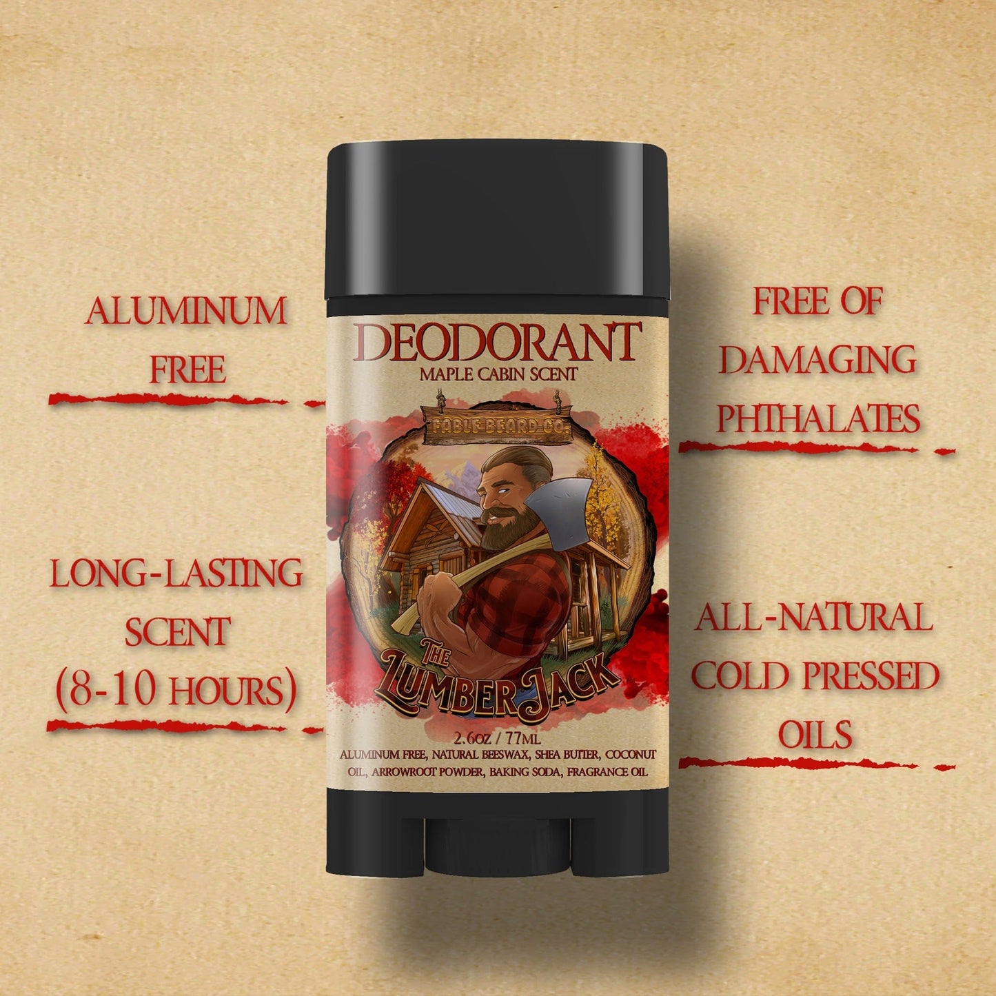 The Lumberjack - Deodorant - Rich Maple Syrup, Fragrant Maple Leaves, & Soft Cabin Woods