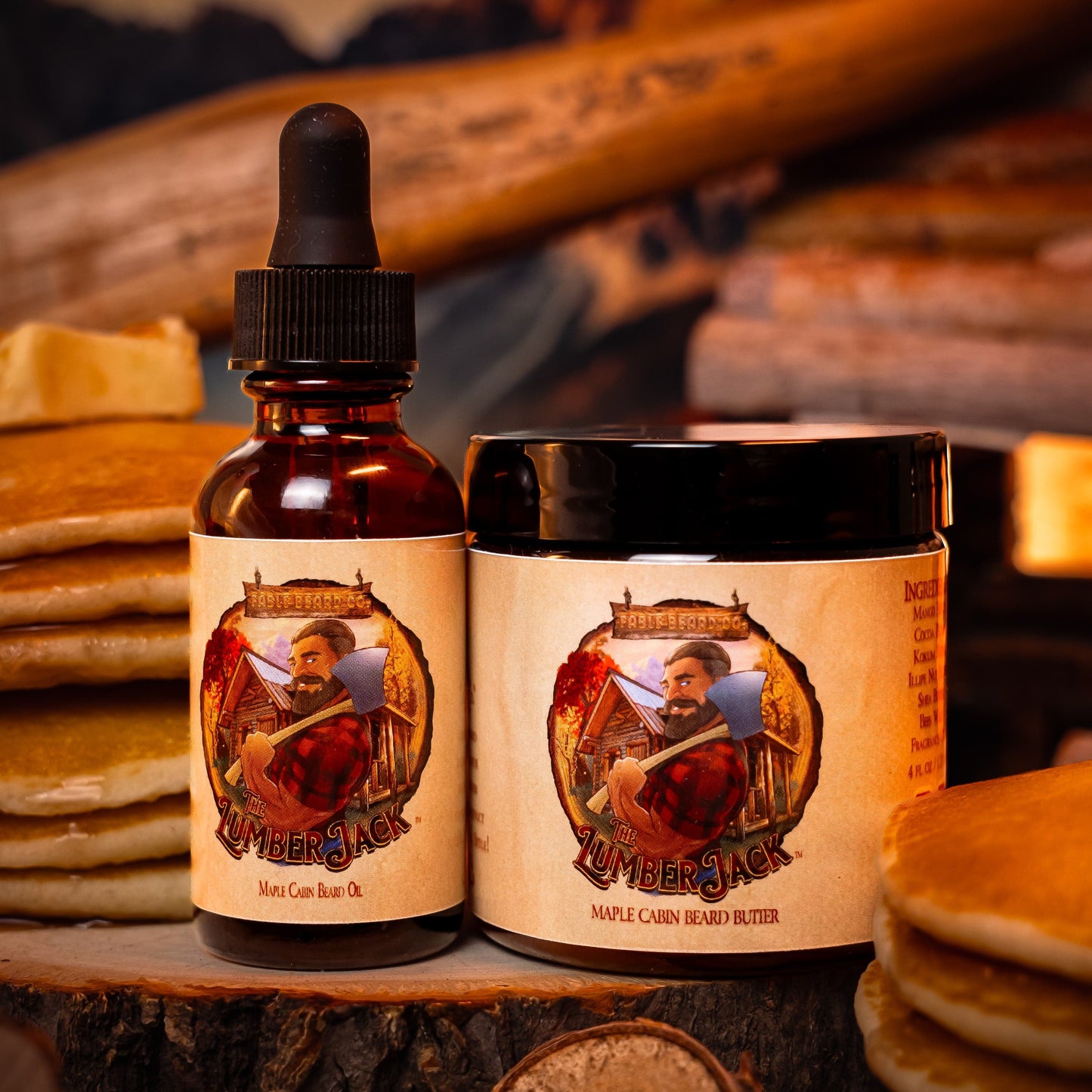 The Lumberjack - Beard Oil & Butter Kit - Rich Maple Syrup, Fragrant Maple Leaves, & Soft Cabin Woods