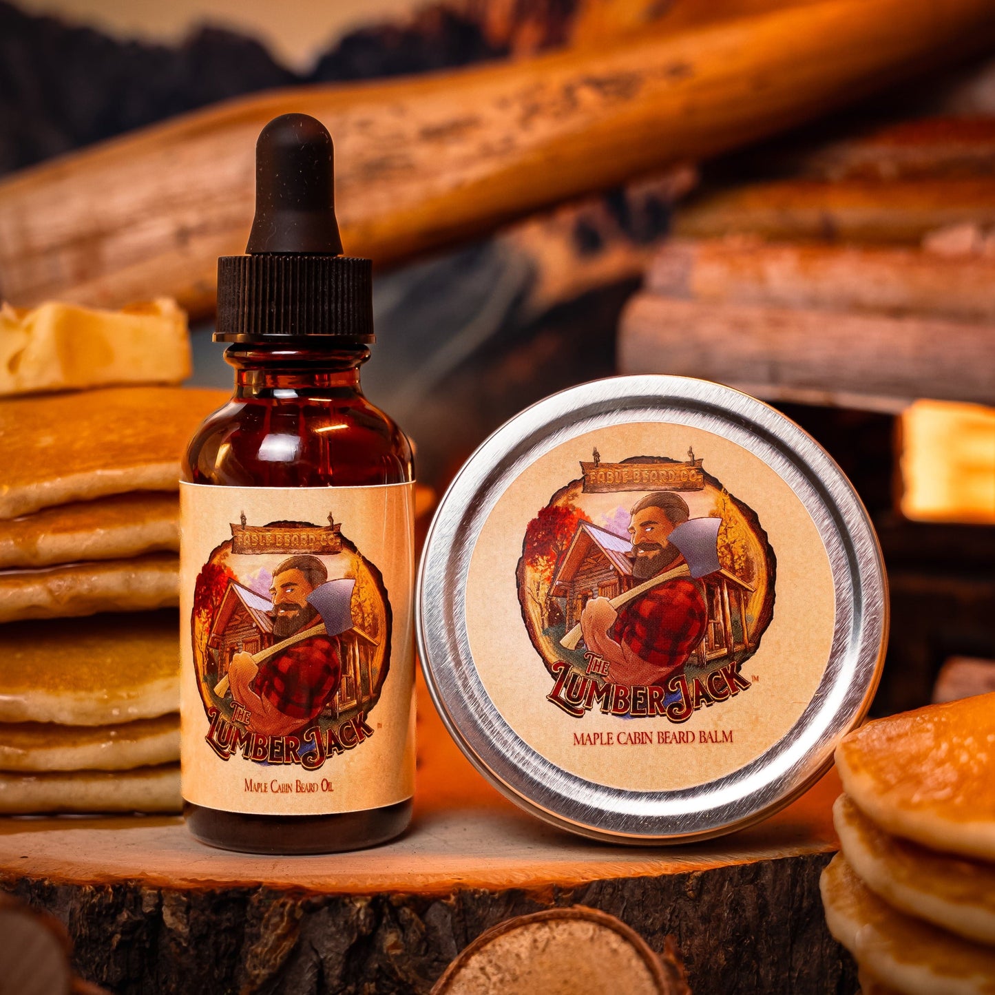 The Lumberjack - Beard Oil & Balm Kit - Rich Maple Syrup, Fragrant Maple Leaves, & Soft Cabin Woods