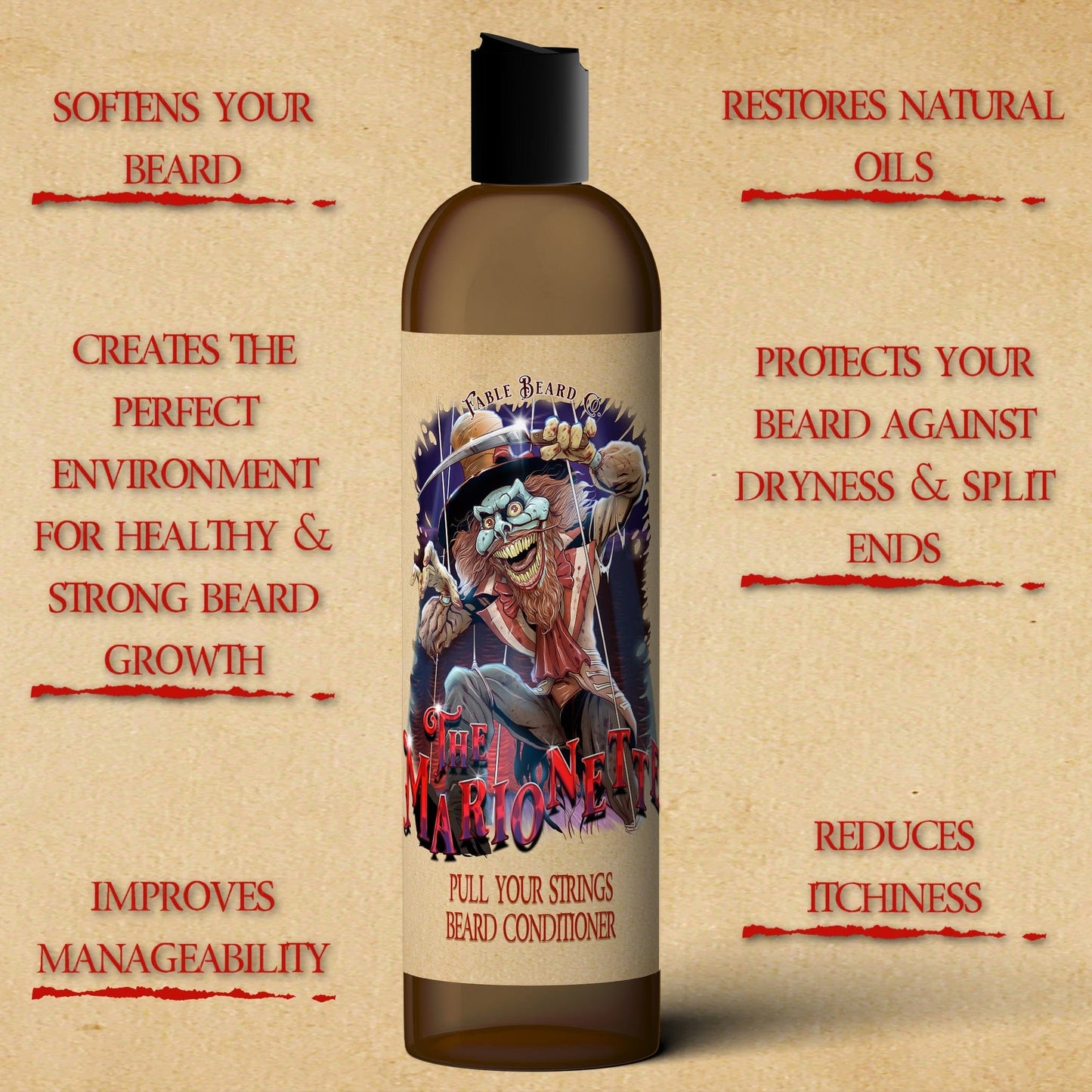 The Marionette - Beard Conditioner - Warm Mulled Cider, Splintered Mahogany, Velvet Pipe Smoke