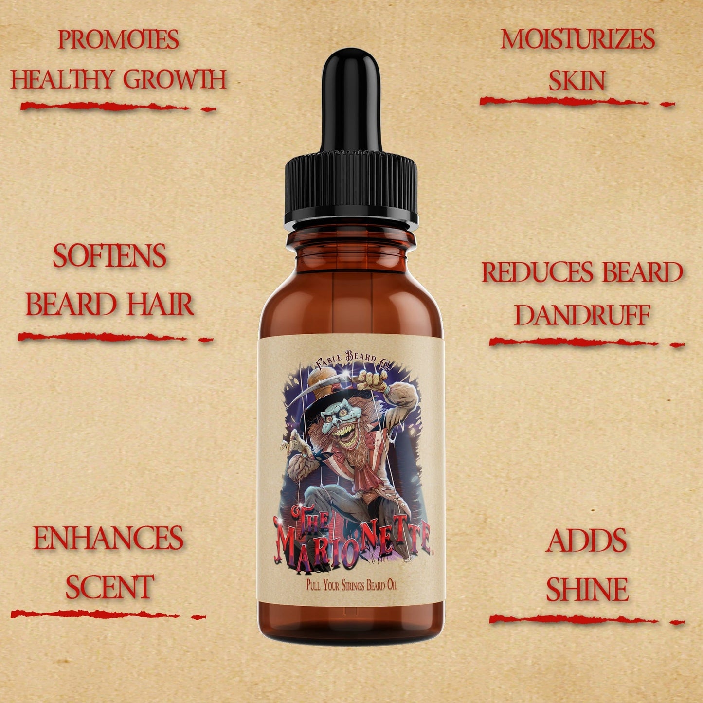 The Marionette - Beard Oil - Warm Mulled Cider, Splintered Mahogany, Velvet Pipe Smoke