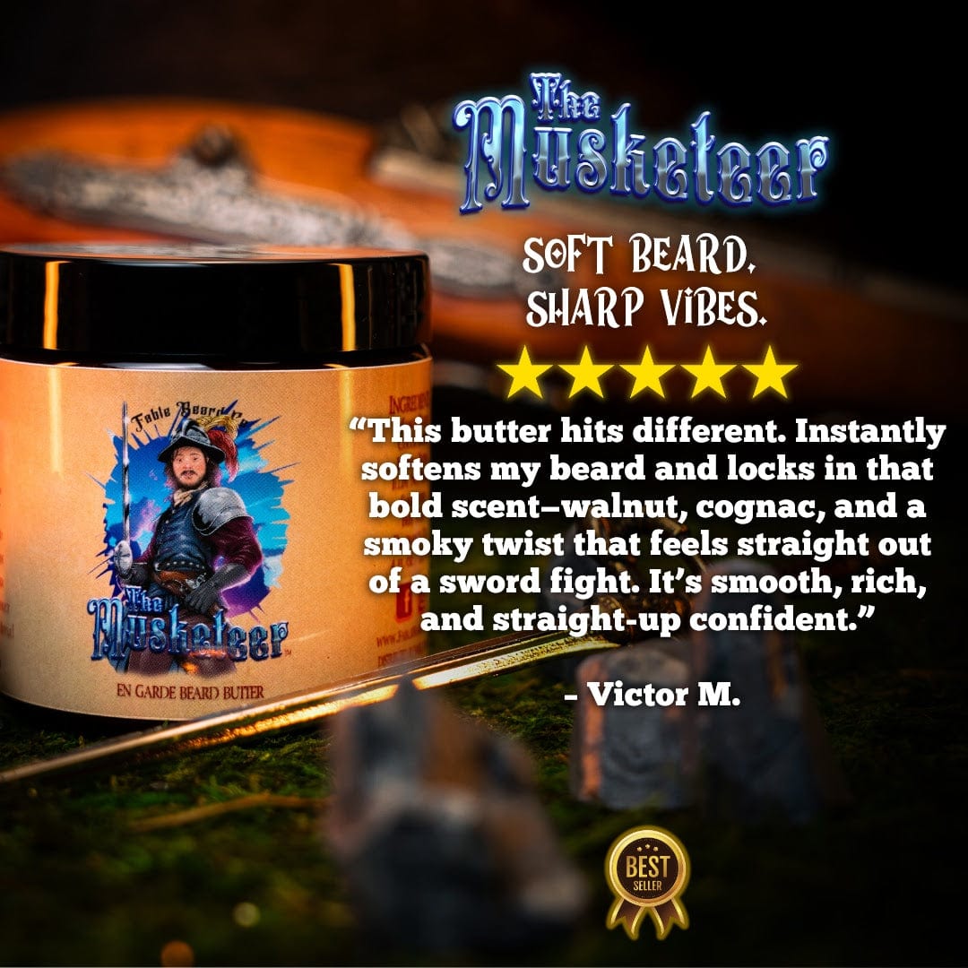 The Musketeer - Beard Butter - Valiant Dark Walnut, Roguish Cognac, Smoldering Gunpowder