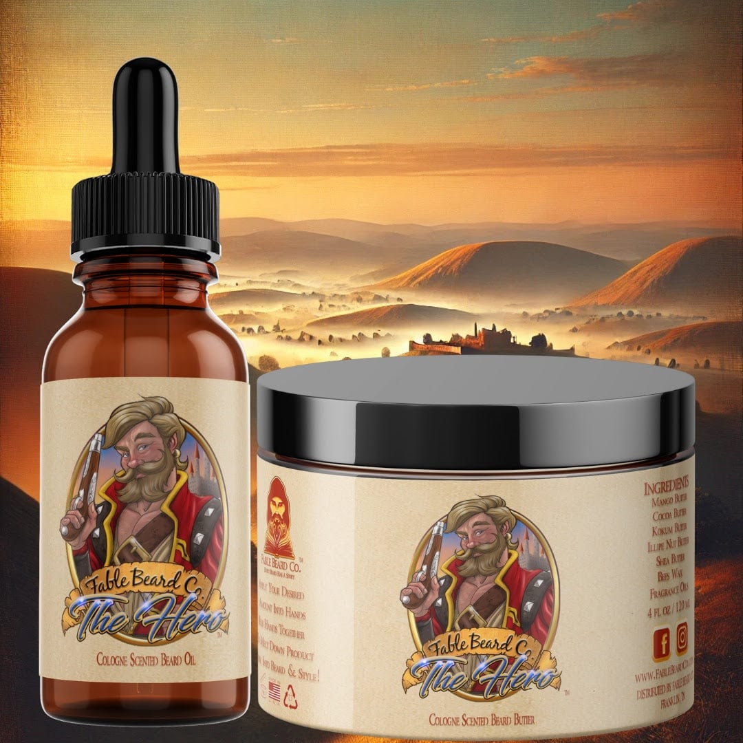 The Hero - Beard Oil & Butter Kit - Warm Tobacco, Light Cologne, & Mystical Amber