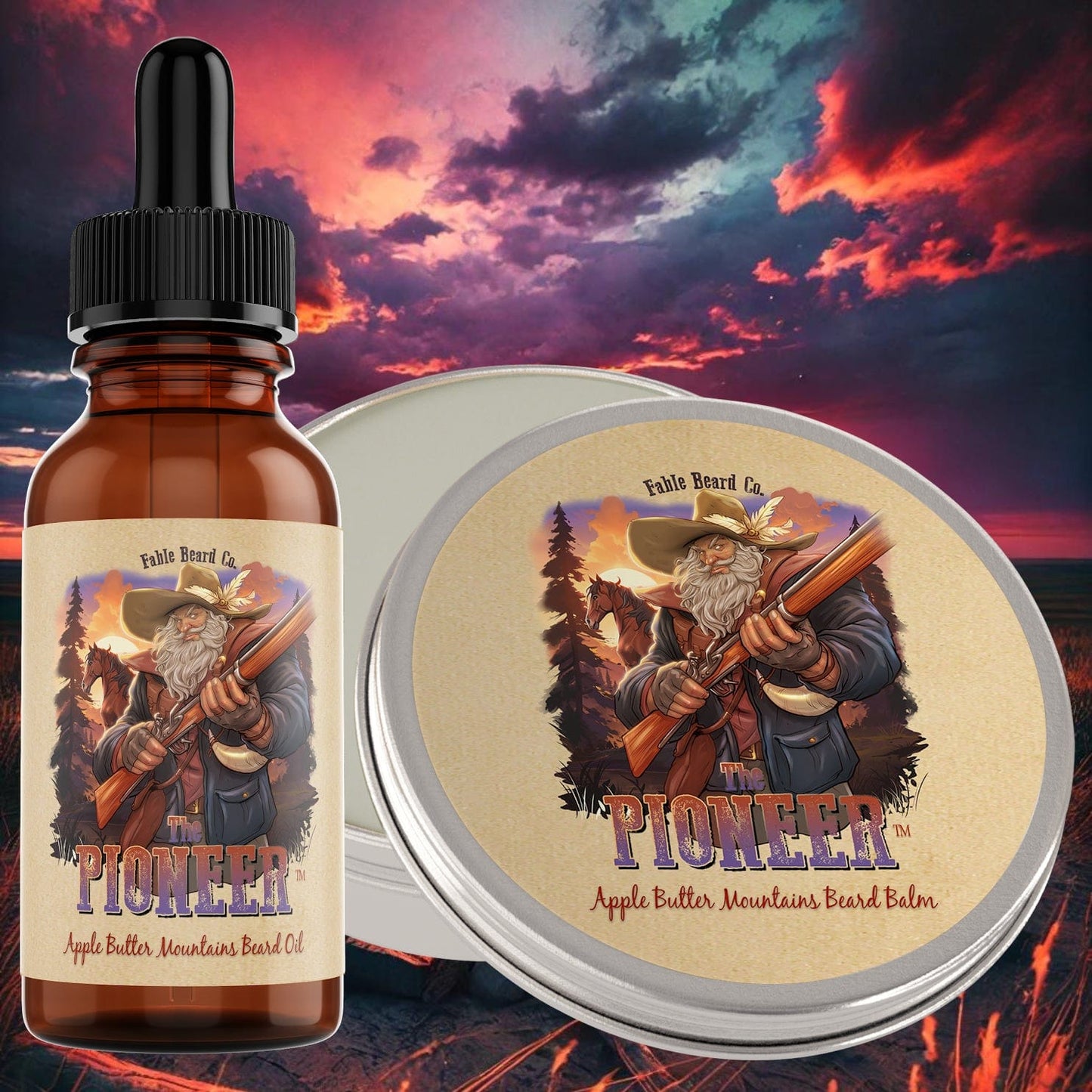 The Pioneer - Beard Oil & Balm Kit - Apple Butter, Toasted Marshmallow, and Vanilla Liquor