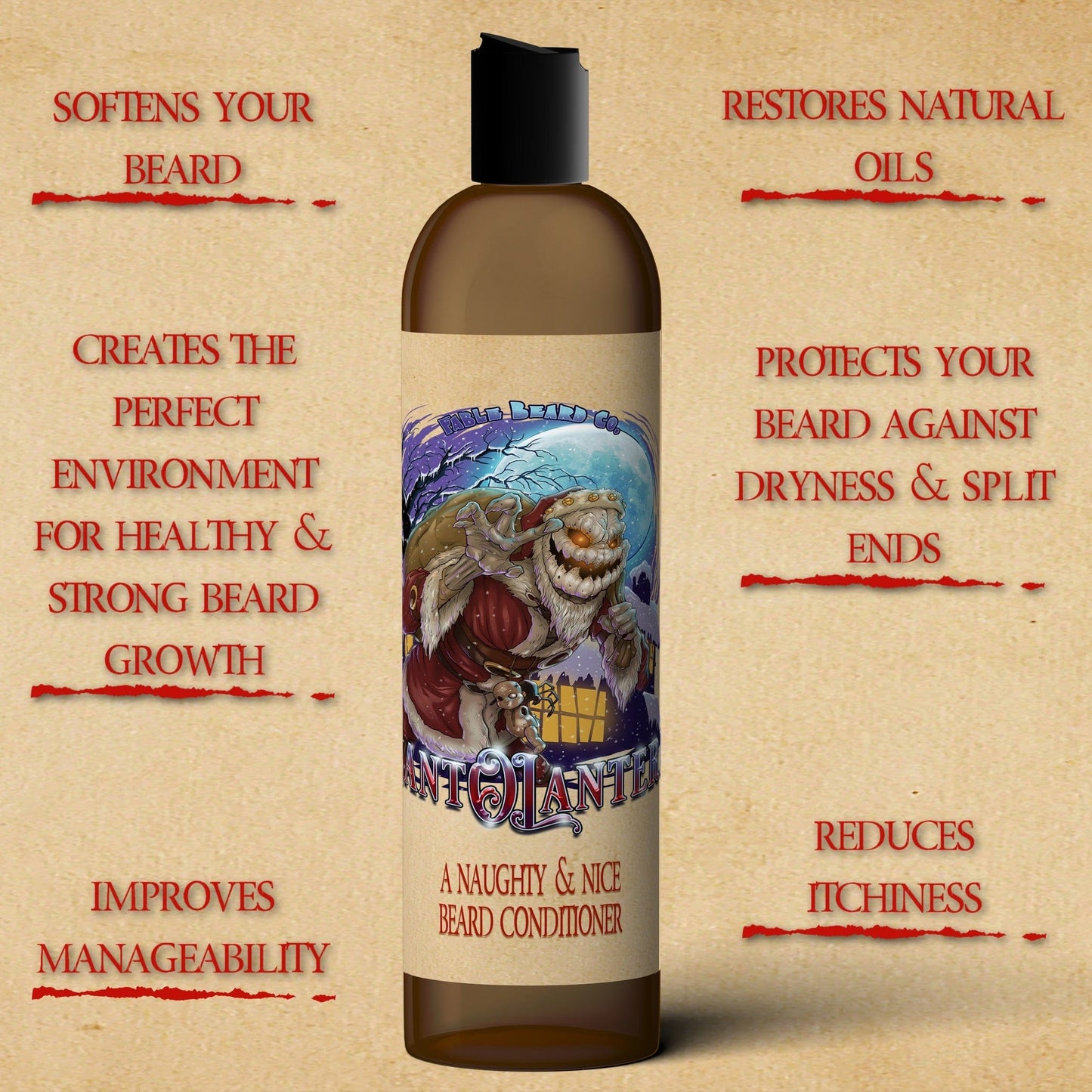Sant-O-Lantern - Beard Conditioner - Christmas Pine, Cold Winter Night, Sneaky Pomegranate, & Spooky Holiday Wreath