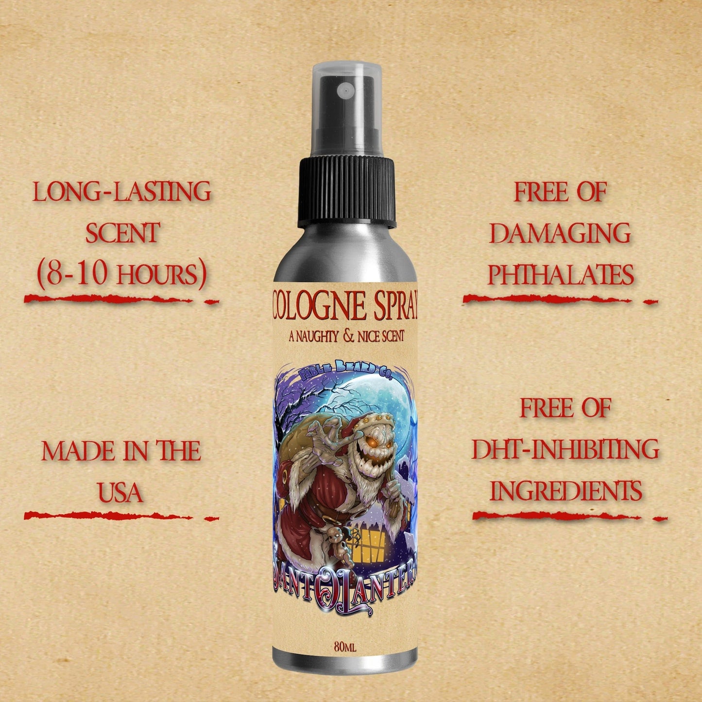 Sant-O-Lantern - Cologne - Christmas Pine, Cold Winter Night, Sneaky Pomegranate, & Spooky Holiday Wreath