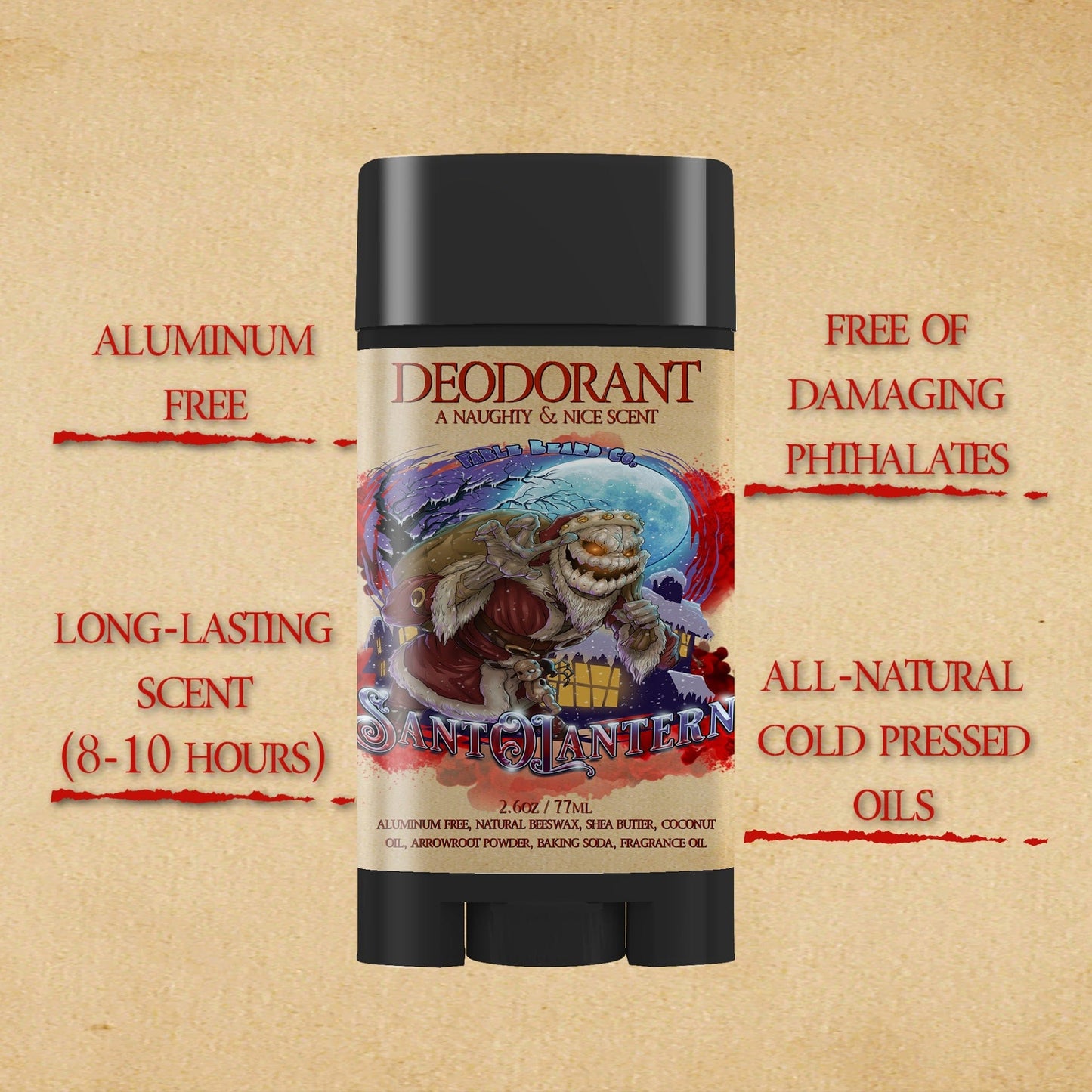Sant-O-Lantern - Deodorant - Christmas Pine, Cold Winter Night, Sneaky Pomegranate, & Spooky Holiday Wreath