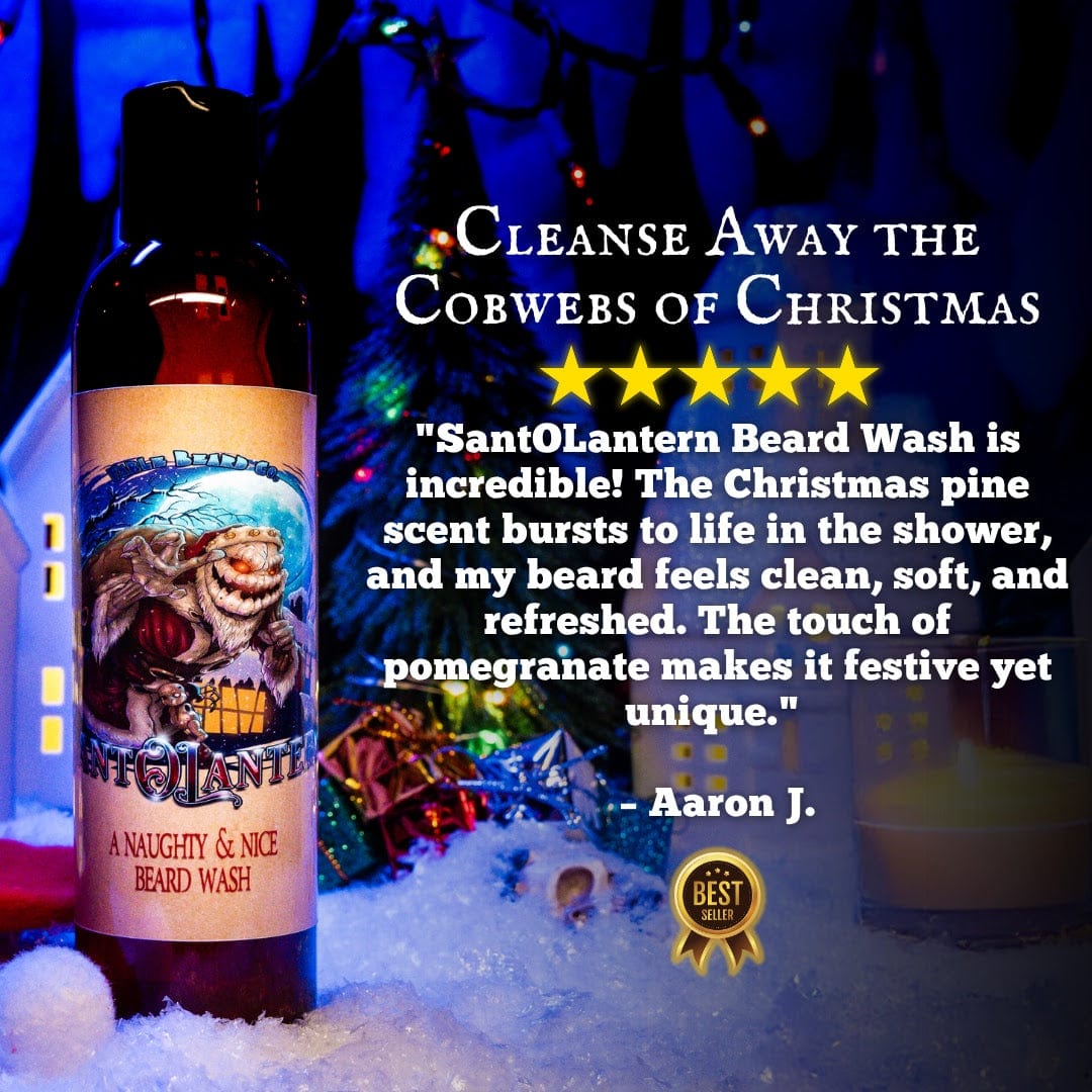 Sant-O-Lantern - Beard Wash - Christmas Pine, Cold Winter Night, Sneaky Pomegranate, & Spooky Holiday Wreath