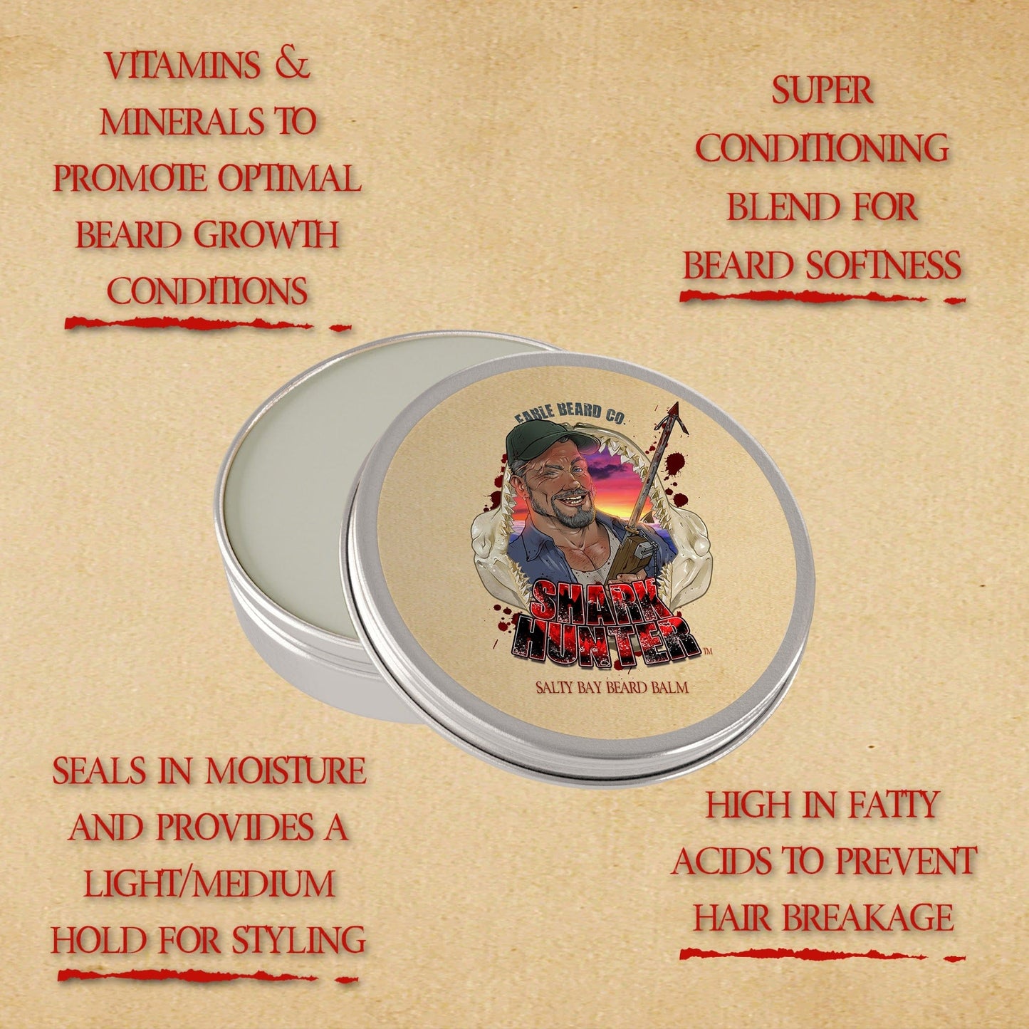 The Shark Hunter - Beard Balm - Succulent Island Pineapple, Toasted Coconut Husk, Pinewood Essence