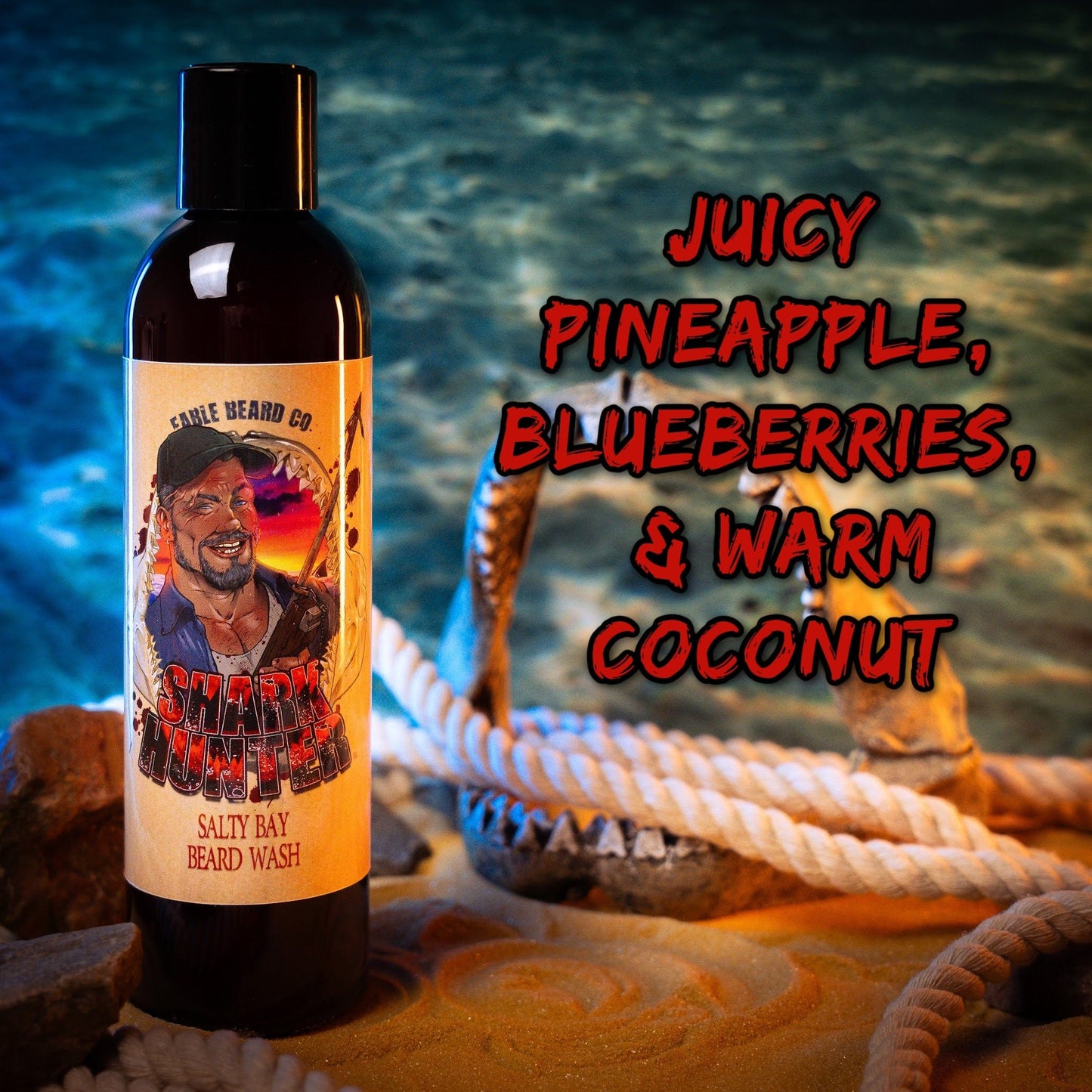 The Shark Hunter - Beard Wash - Succulent Island Pineapple, Toasted Coconut Husk, Pinewood Essence