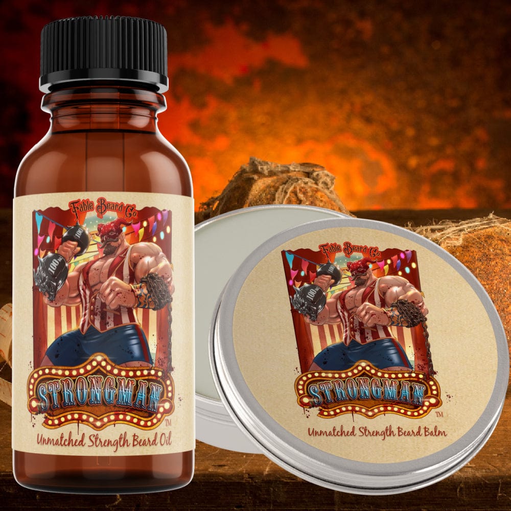 The Strongman - Colossal Cinnamon Leather Beard Oil & Balm Kit