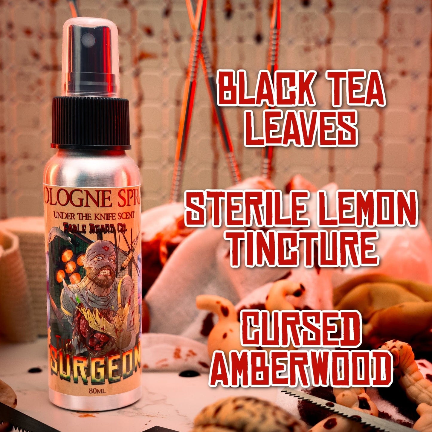 The Surgeon - Cologne - Black Tea Leaves, Sterile Lemon Tincture, Cursed Amberwood
