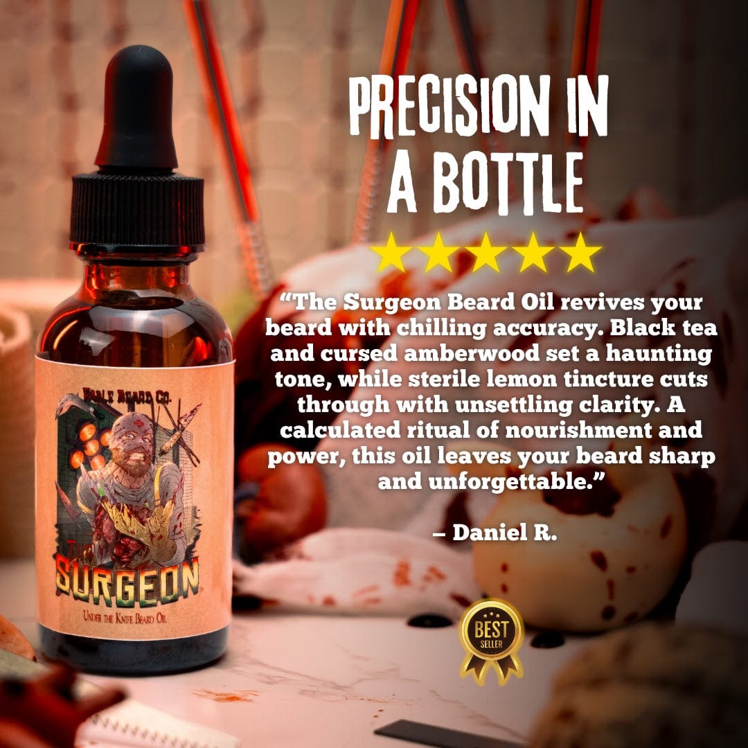 The Surgeon - Beard Oil - Black Tea Leaves, Sterile Lemon Tincture, Cursed Amberwood