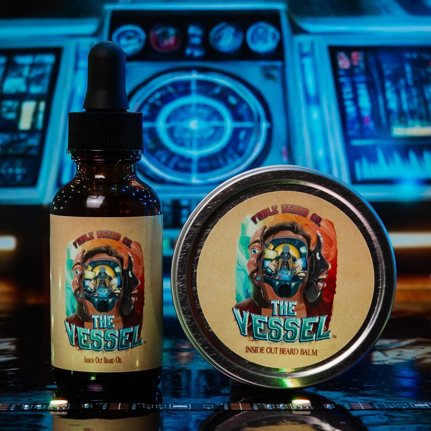 The Vessel - Beard Oil & Balm Kit - White Amber, Sundrenched Green Apples, Transcendent Oakmoss