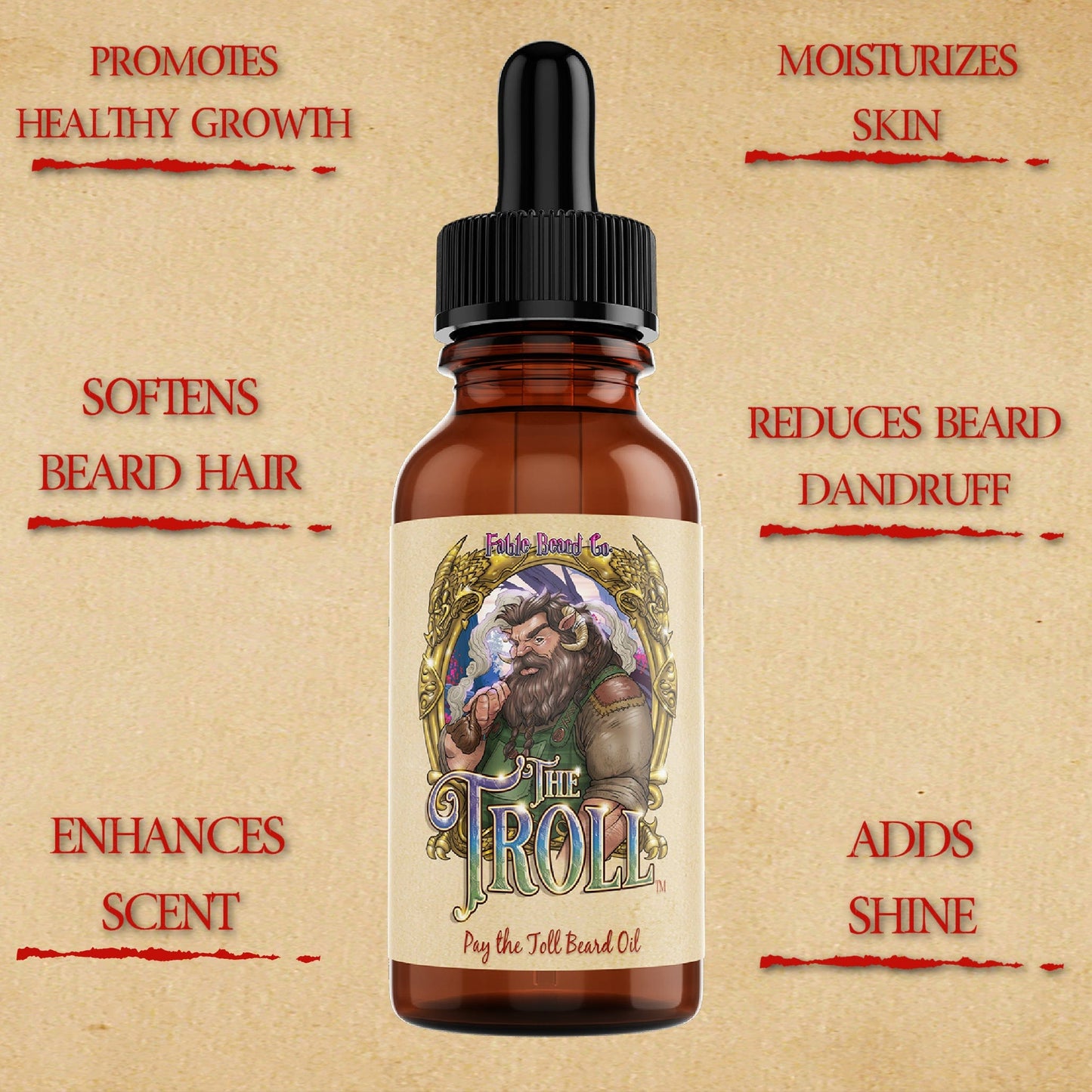 The Troll - Beard Oil - Sandalwood Pipe, Oak Moss Bridge, Refreshing Stream, and Bright Spring Air
