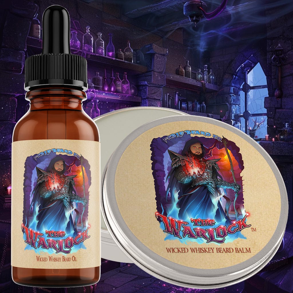 The Warlock - Beard Oil & Balm Kit - Dark Tobacco, Brown Ale, Citrus Spark, and Cherry Mist
